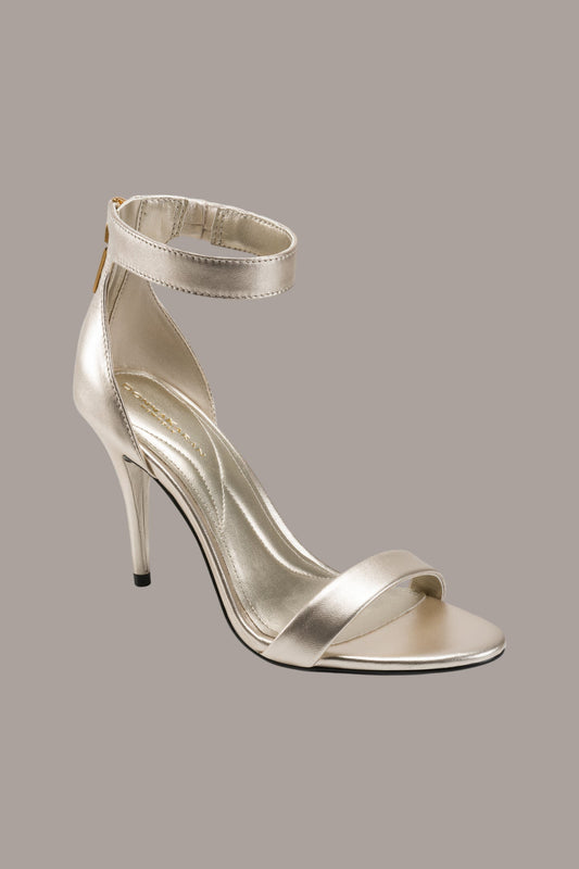 White Gold SABINA II ANKLE STRAP SANDAL Donna Karan