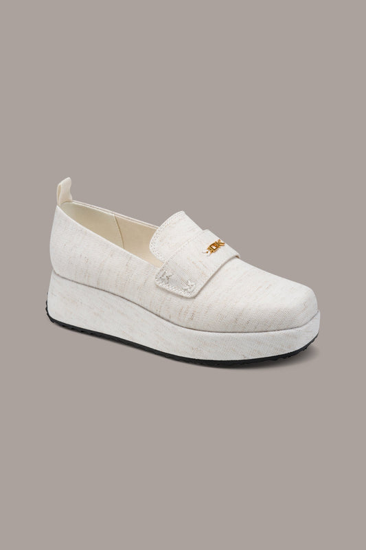 Ivory SABLE CANVAS WEDGE LOAFER Donna Karan