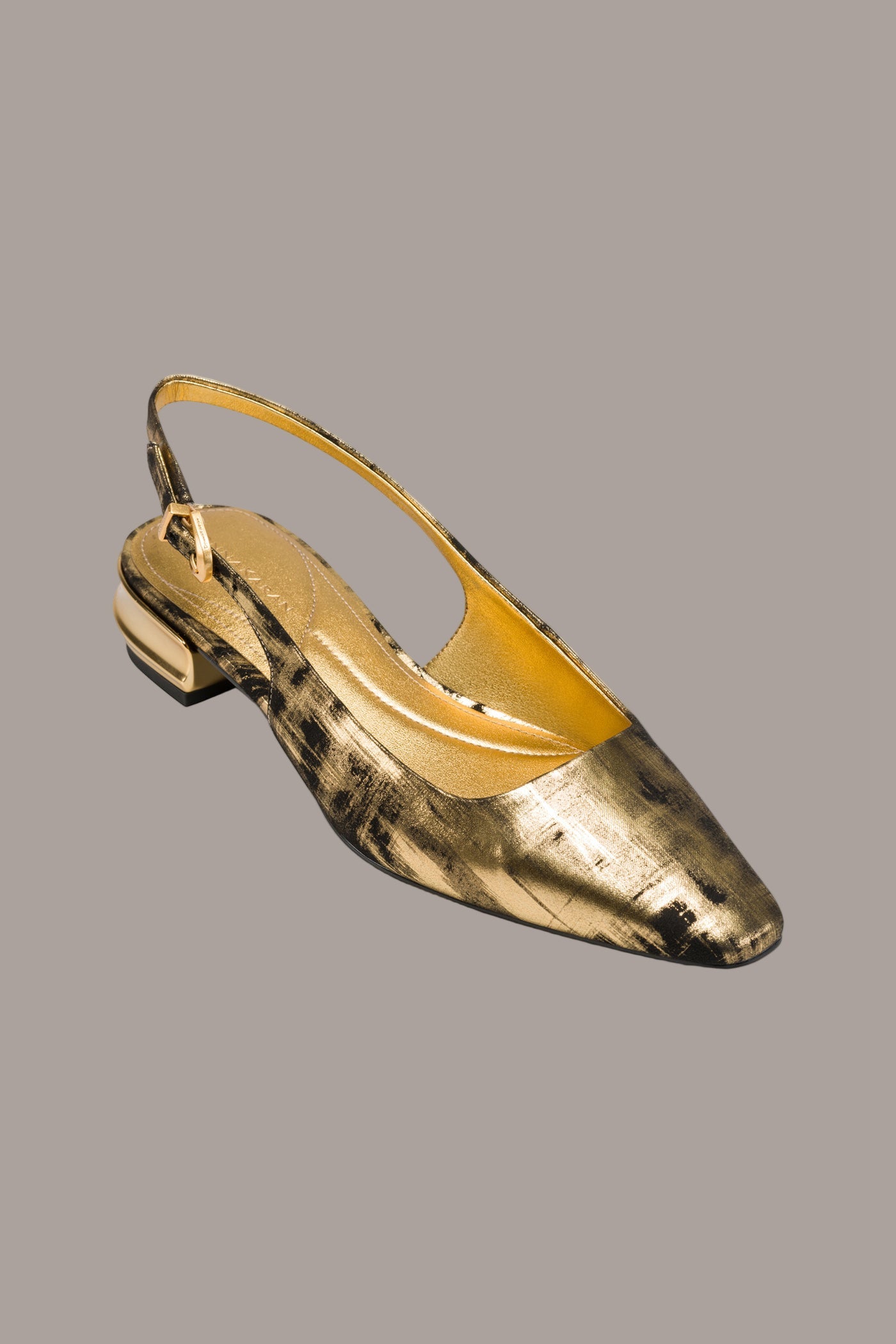BLACK/ GOLD SAVITA SNIP TOE SLINGBACK FLAT Donna Karan