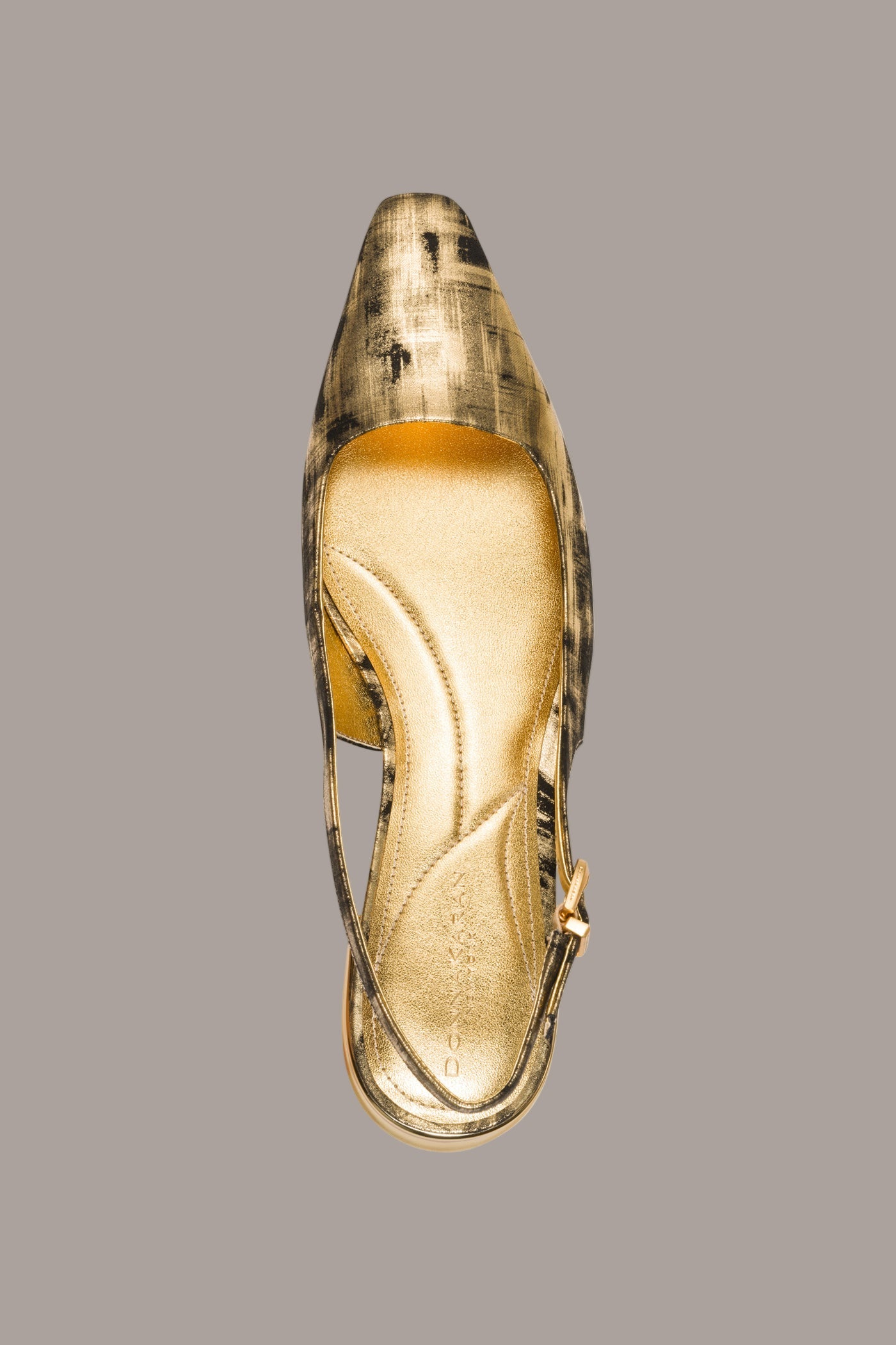 BLACK/ GOLD SAVITA SNIP TOE SLINGBACK FLAT Donna Karan