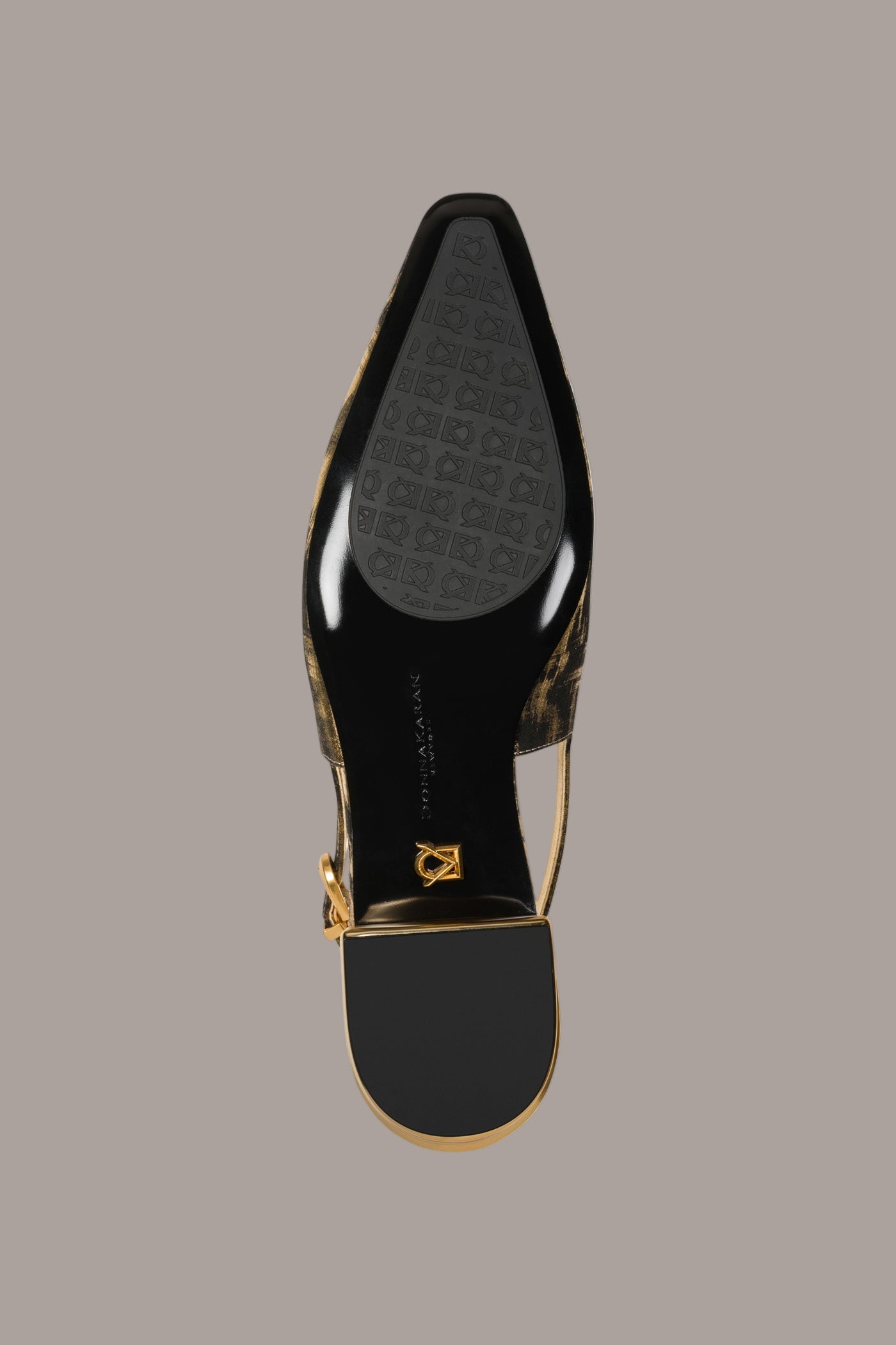 BLACK/ GOLD SAVITA SNIP TOE SLINGBACK FLAT Donna Karan