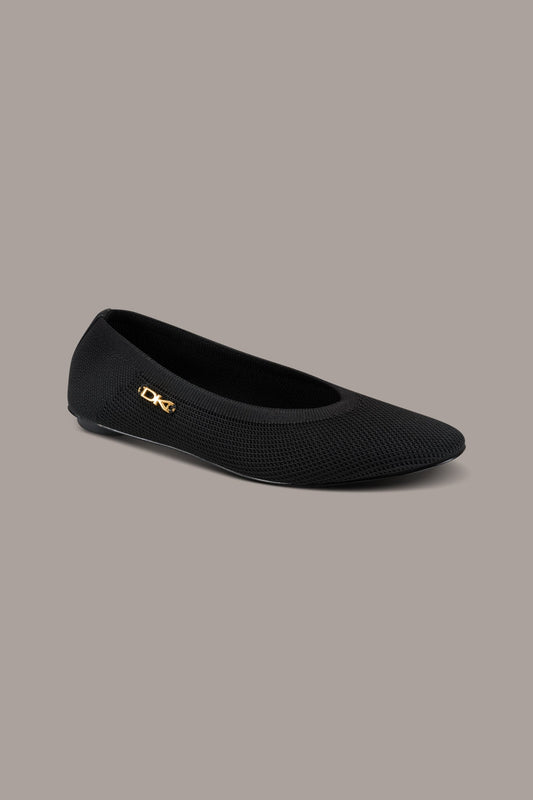 Black AVERY MESH BALLET FLAT Donna Karan