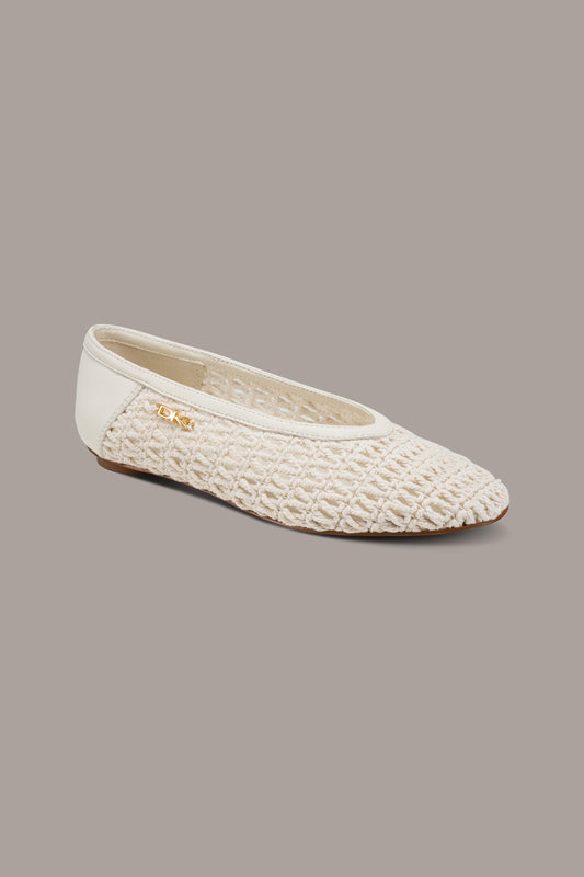 Ivory AVERY CROCHET BALLET FLAT Donna Karan