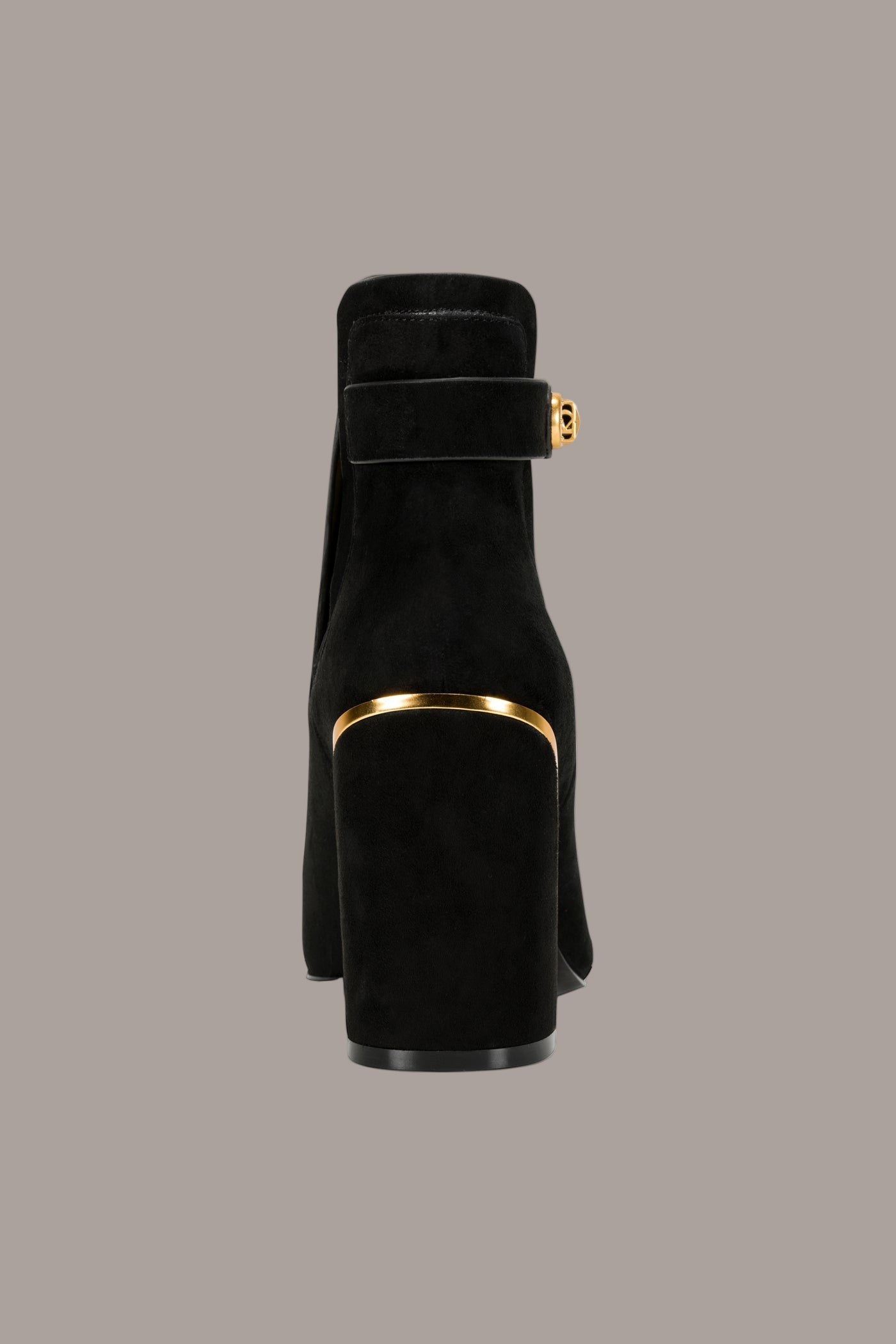 Black RAINE SUEDE GOLD-TRIMMED CHELSEA BOOTIE Donna Karan