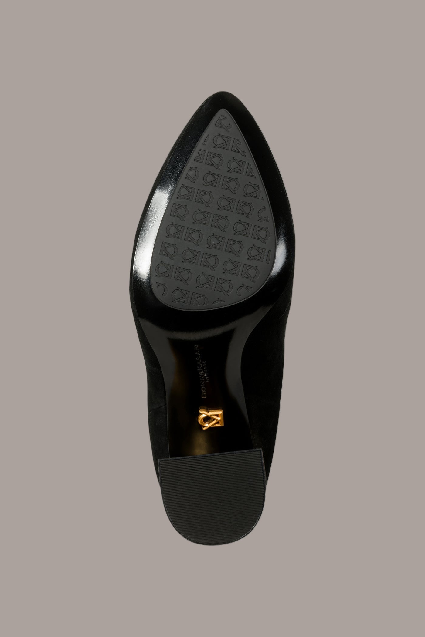 Black RAINE SUEDE GOLD-TRIMMED CHELSEA BOOTIE Donna Karan