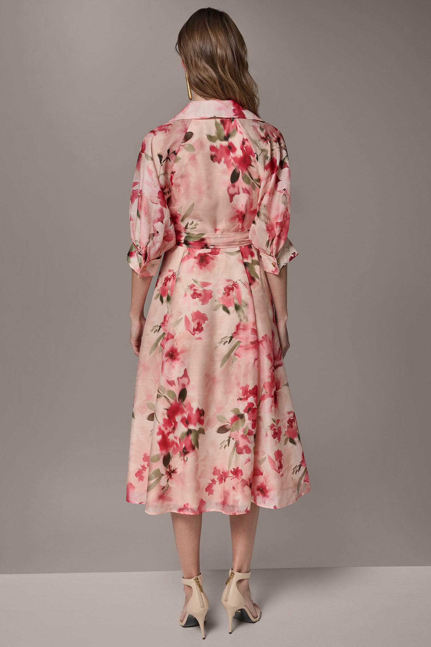 Geranium Multi ORGANZA FLORAL MIDI SHIRT DRESS Donna Karan