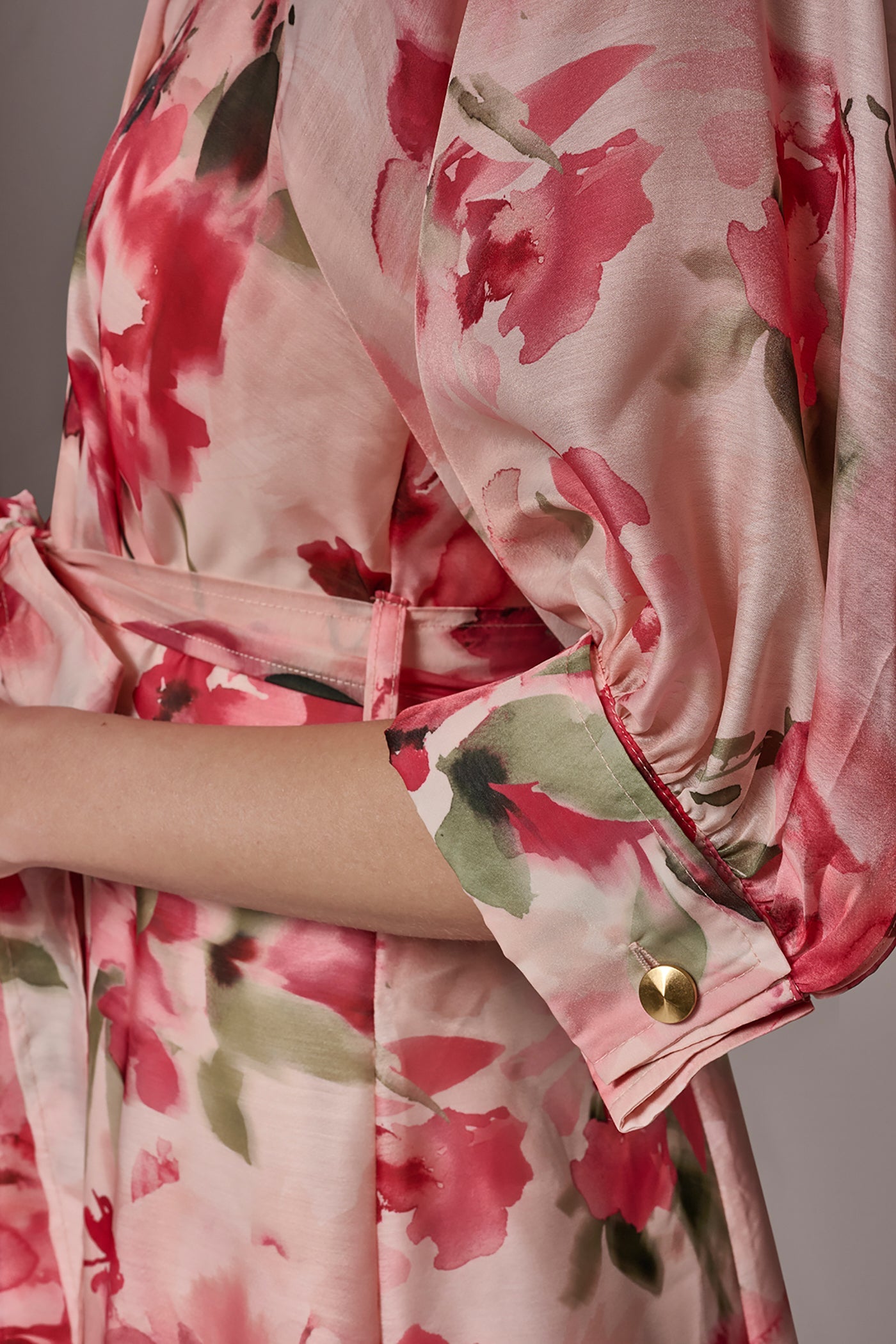 Geranium Multi ORGANZA FLORAL MIDI SHIRT DRESS Donna Karan