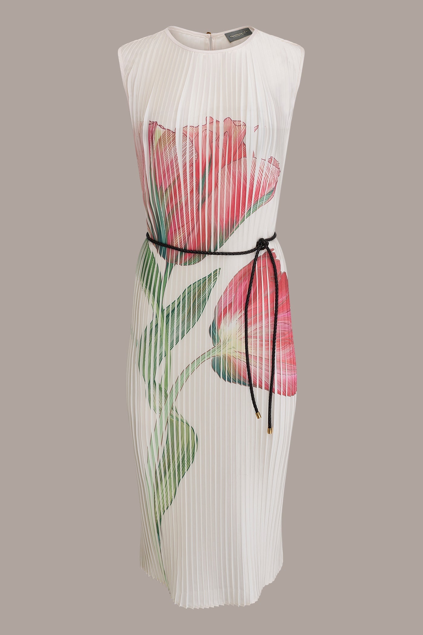 Geranium Multi FLORAL PLEATED MIDI A-LINE DRESS Donna Karan