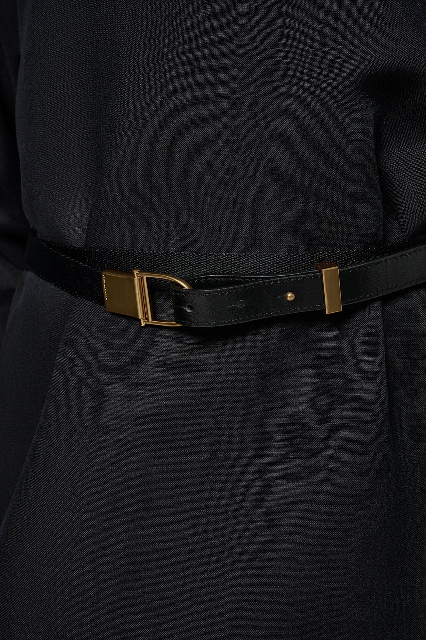 Black LINEN-BLEND SHIRT DRESS Donna Karan