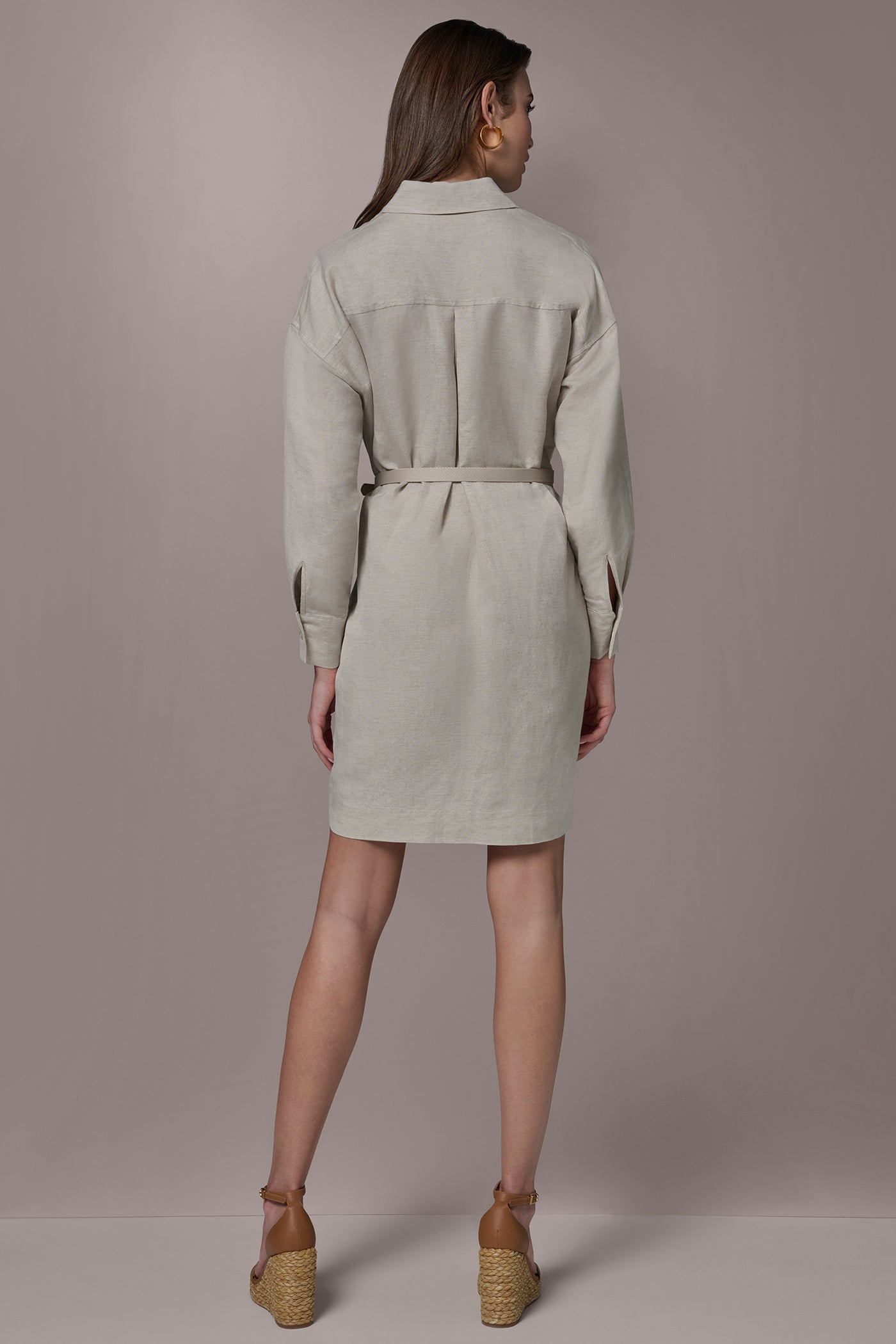 Natural LINEN-BLEND SHIRT DRESS Donna Karan