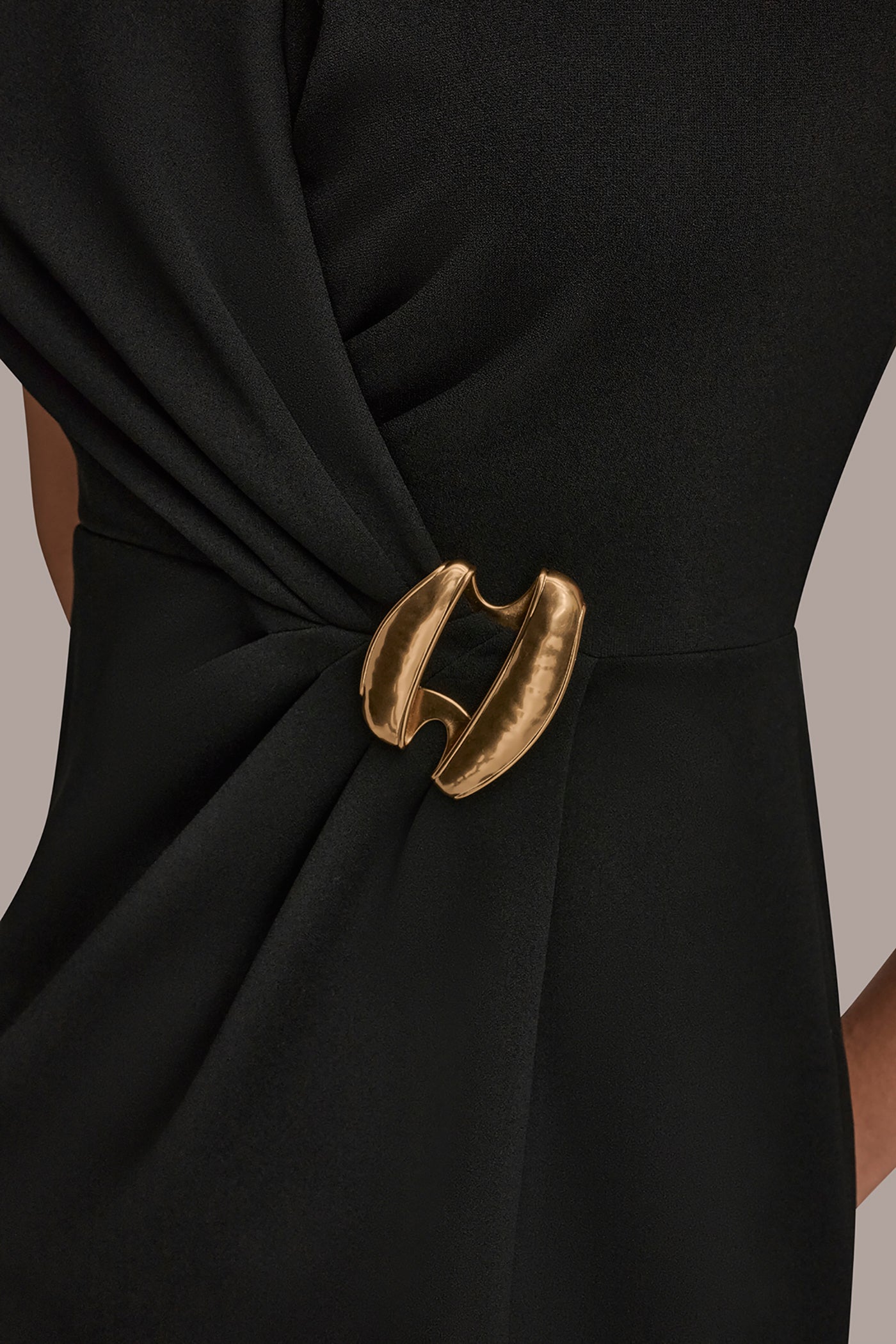 Black SLEEVELESS WRAP SHEATH DRESS Donna Karan