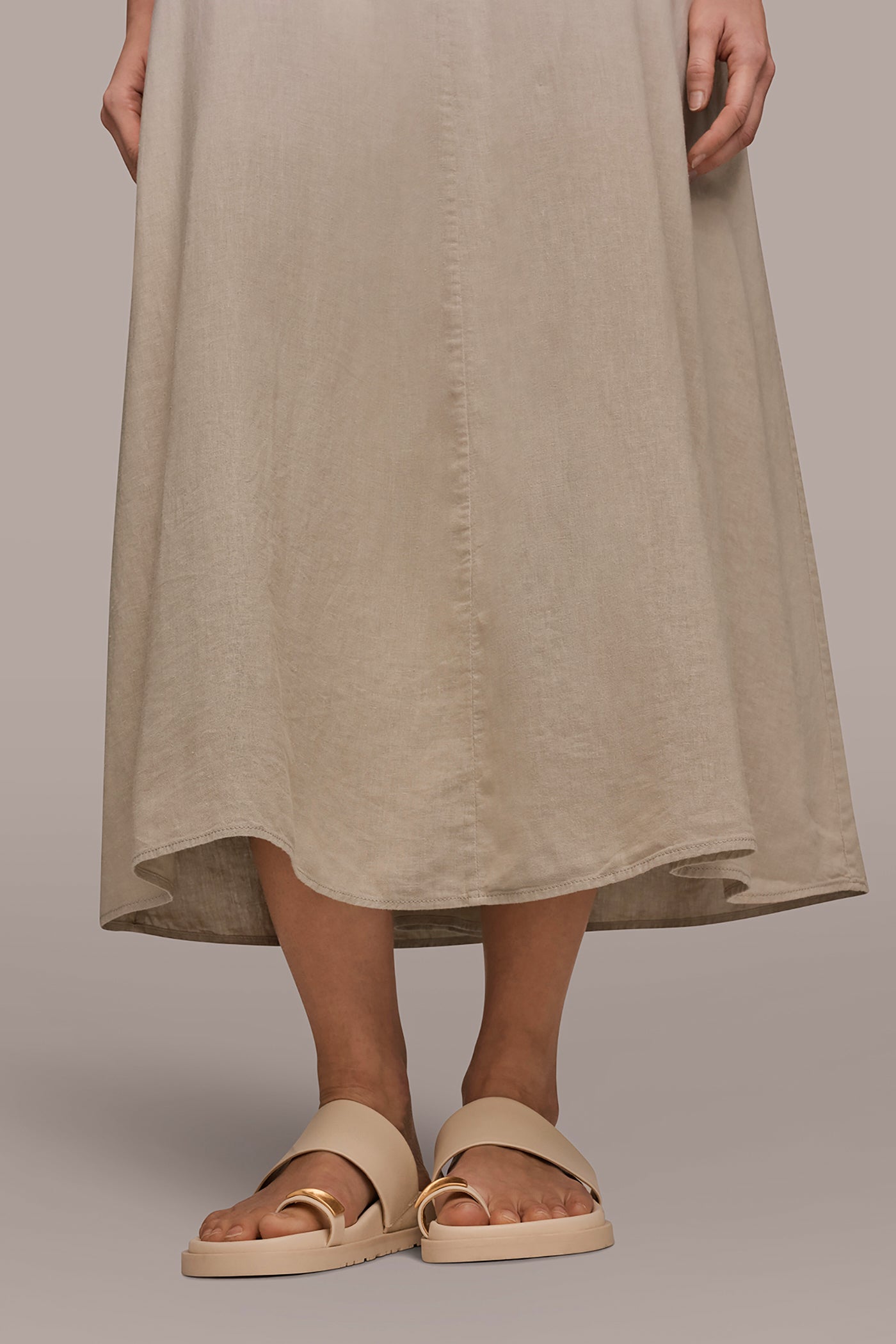 Tuscan Grey LINEN-BLEND SLEEVELESS OMBRÉ TWIST-BACK MIDI HALTER DRESS Donna Karan