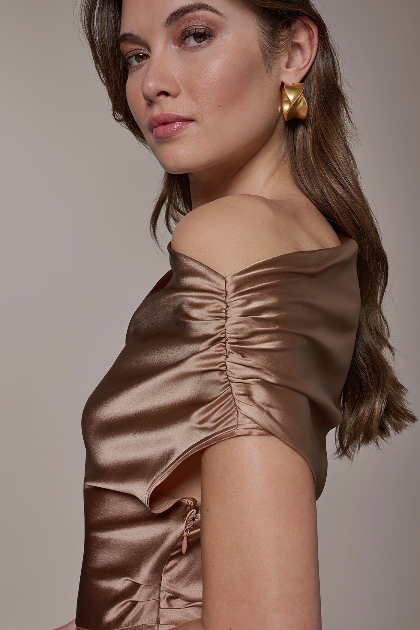 Umbria SILK-CHARMEUSE MIDI A-LINE DRESS Donna Karan