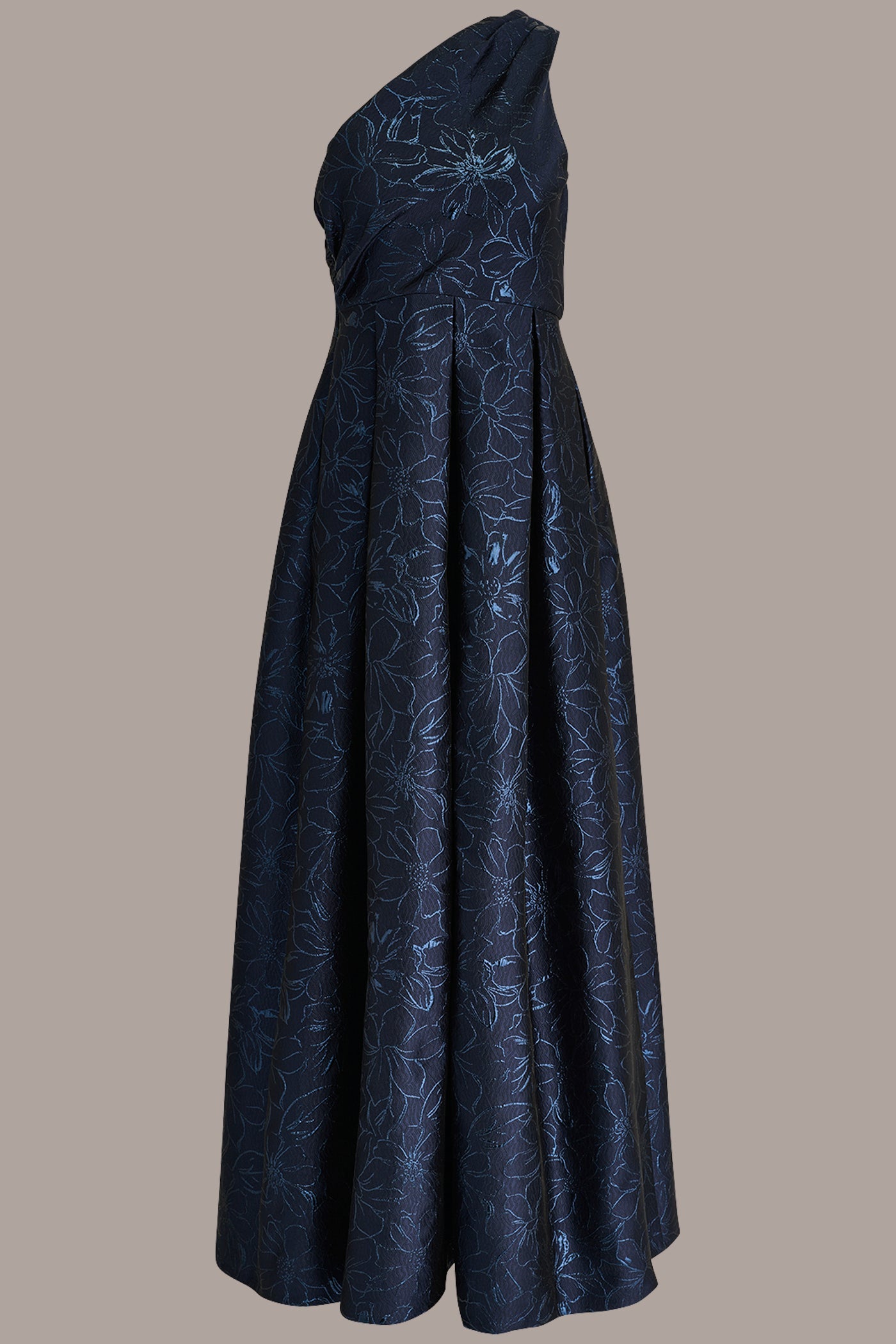 NIGHTFALL METALLIC FLORAL-JACQUARD ONE-SHOULDER BALL GOWN Donna Karan
