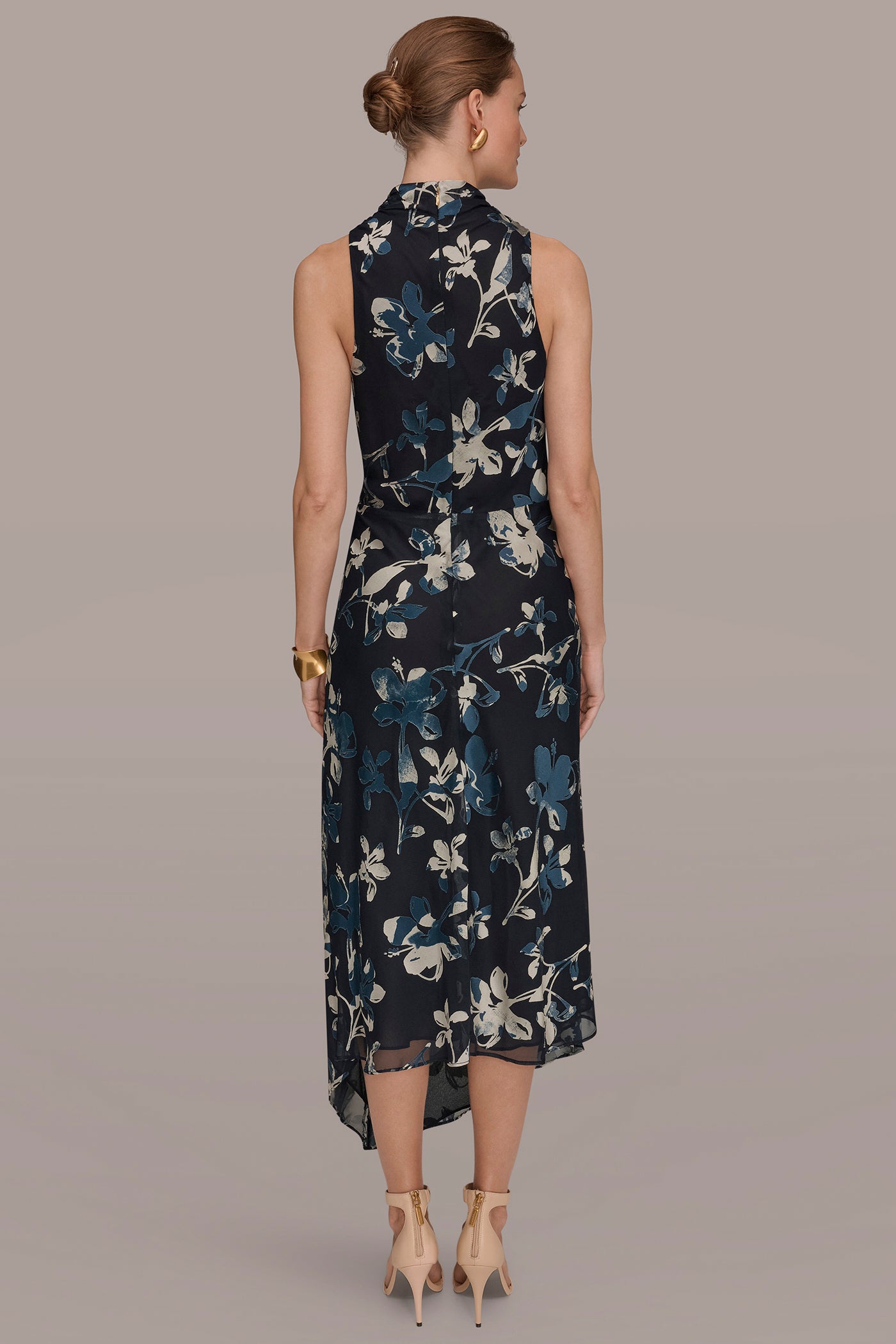 Nightfall Multi BURNOUT HIGH-NECK DRESS Donna Karan