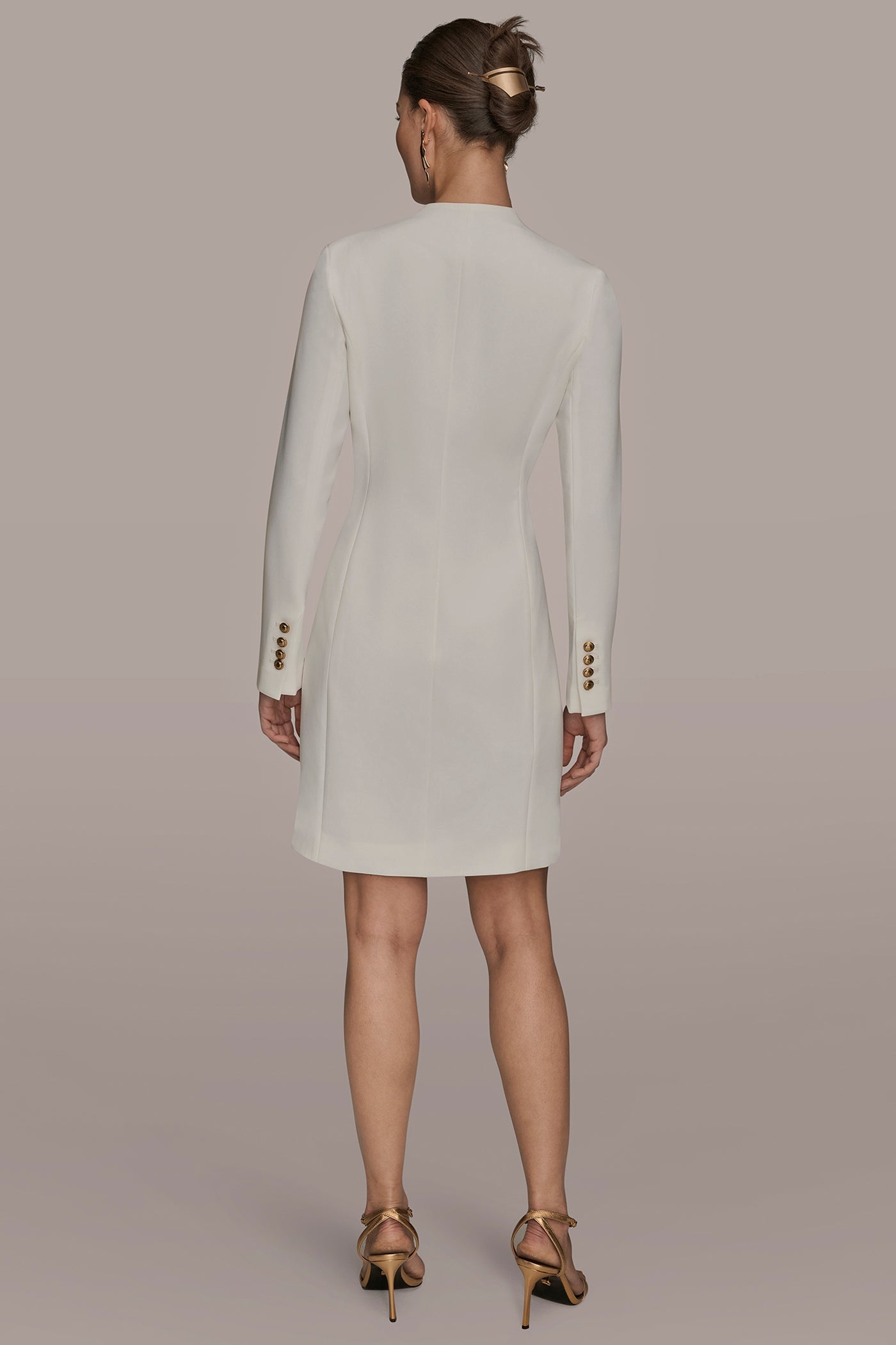 CREAM LONG SLEEVE MINI WRAP JACKET DRESS Donna Karan