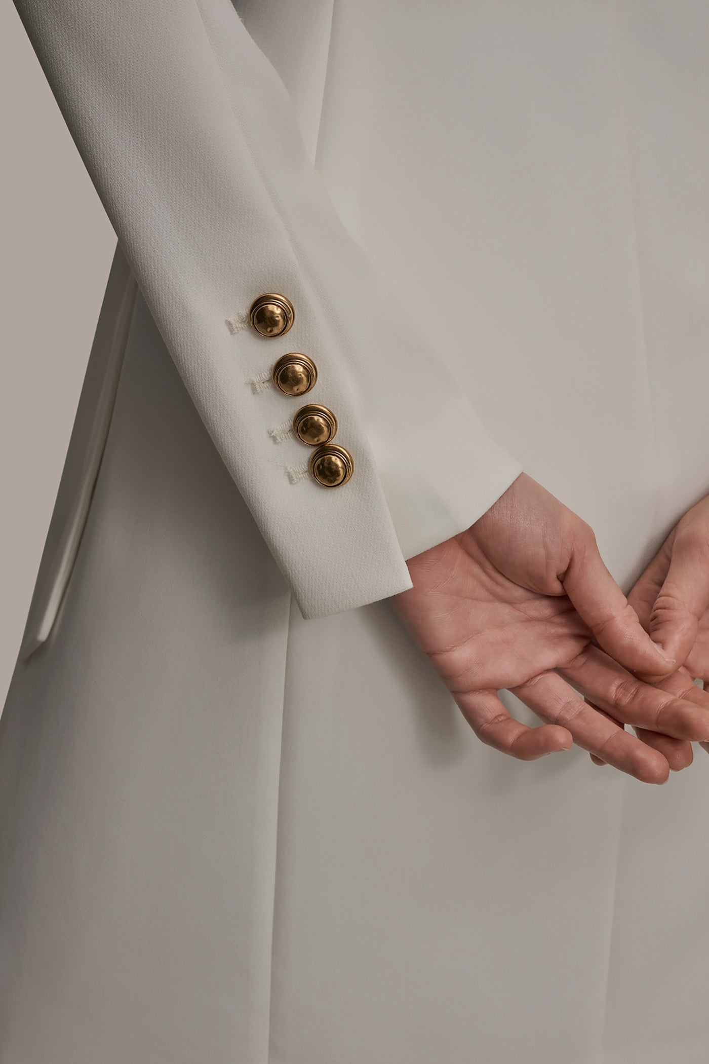 CREAM LONG SLEEVE MINI WRAP JACKET DRESS Donna Karan