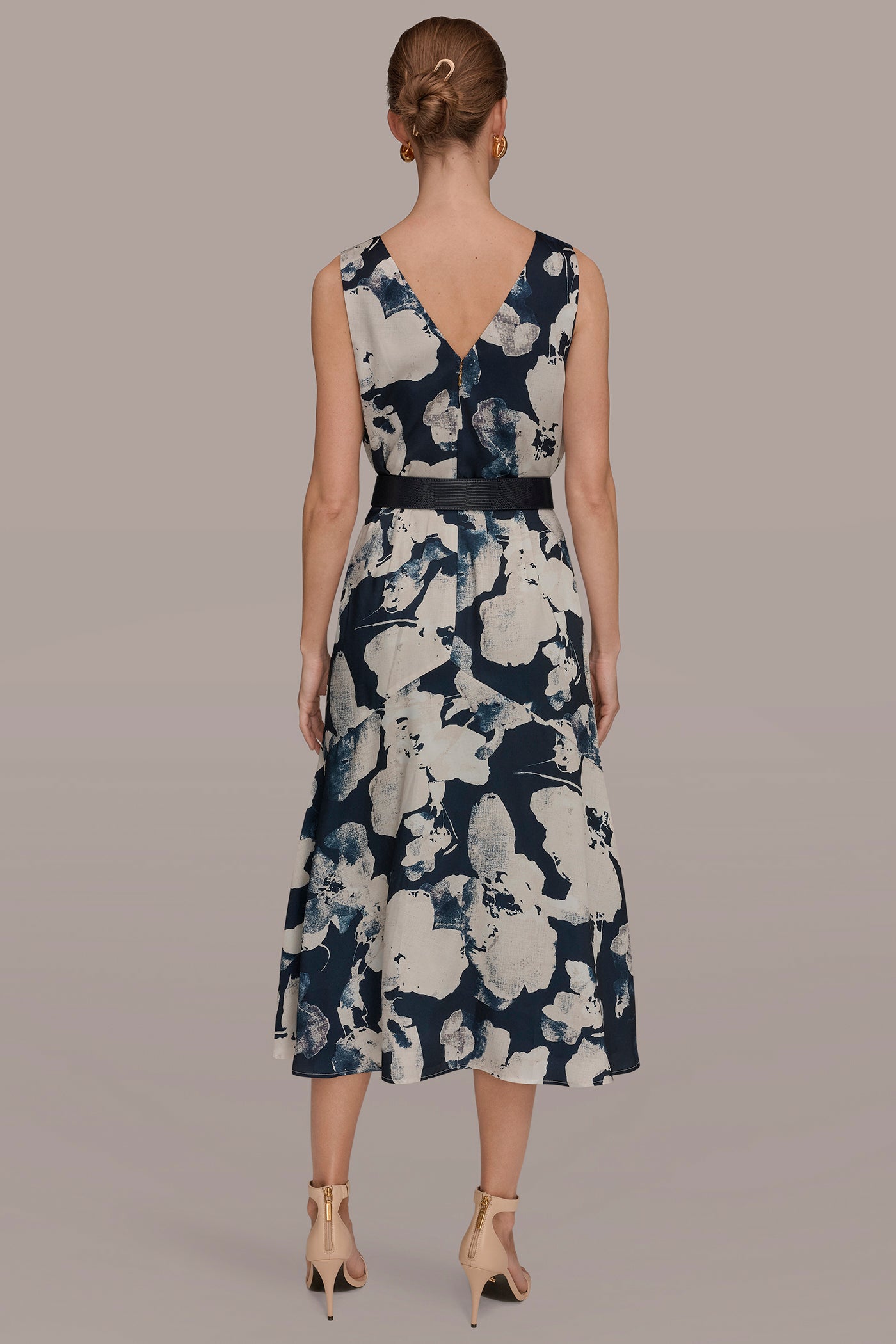 Nightfall Multi V-NECK FLORAL DRESS Donna Karan