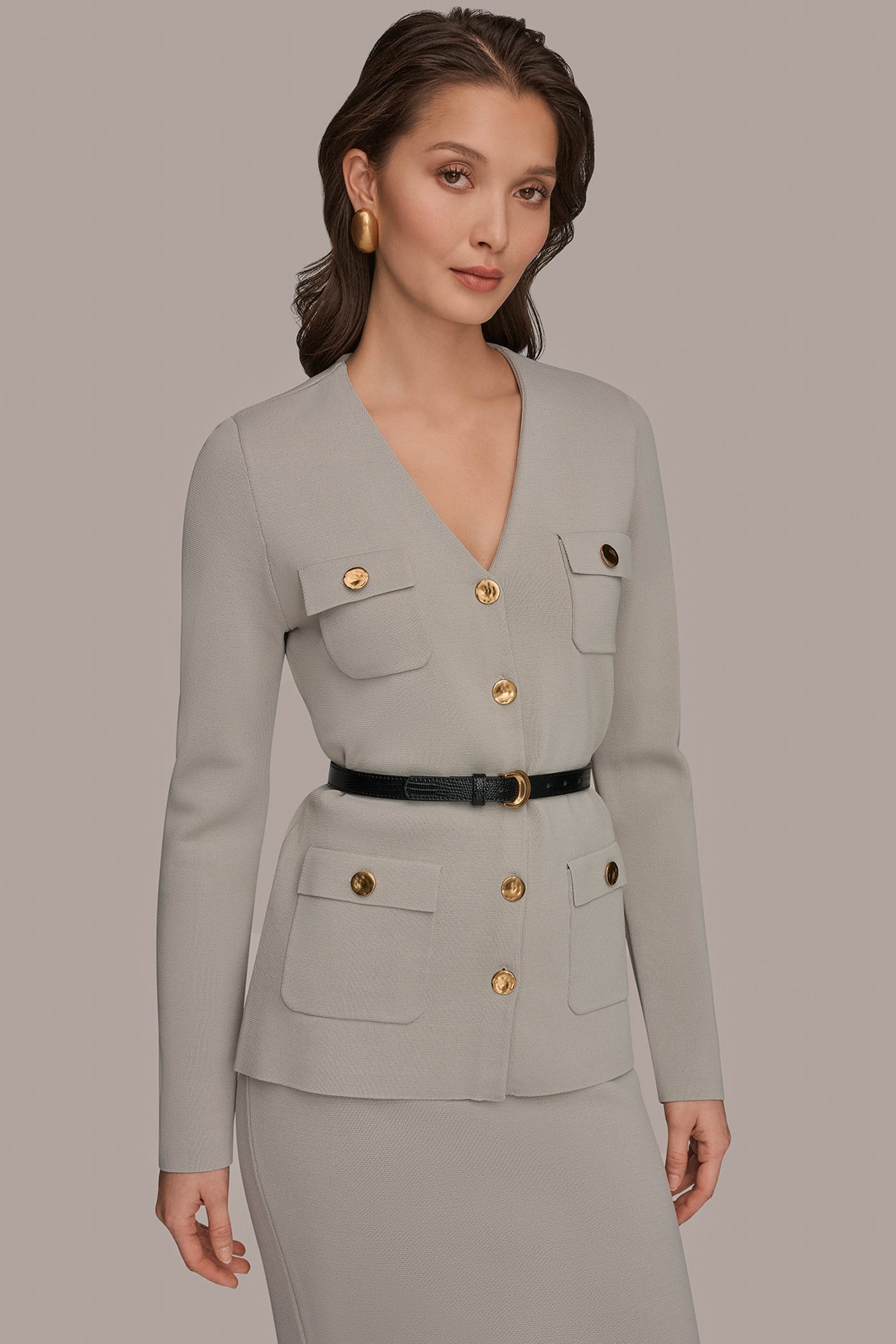 Tuscan Grey UTILITY SWEATER BLAZER Donna Karan