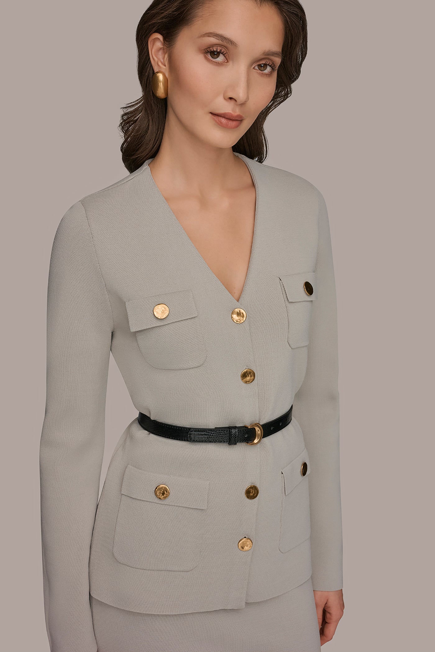 Tuscan Grey UTILITY SWEATER BLAZER Donna Karan