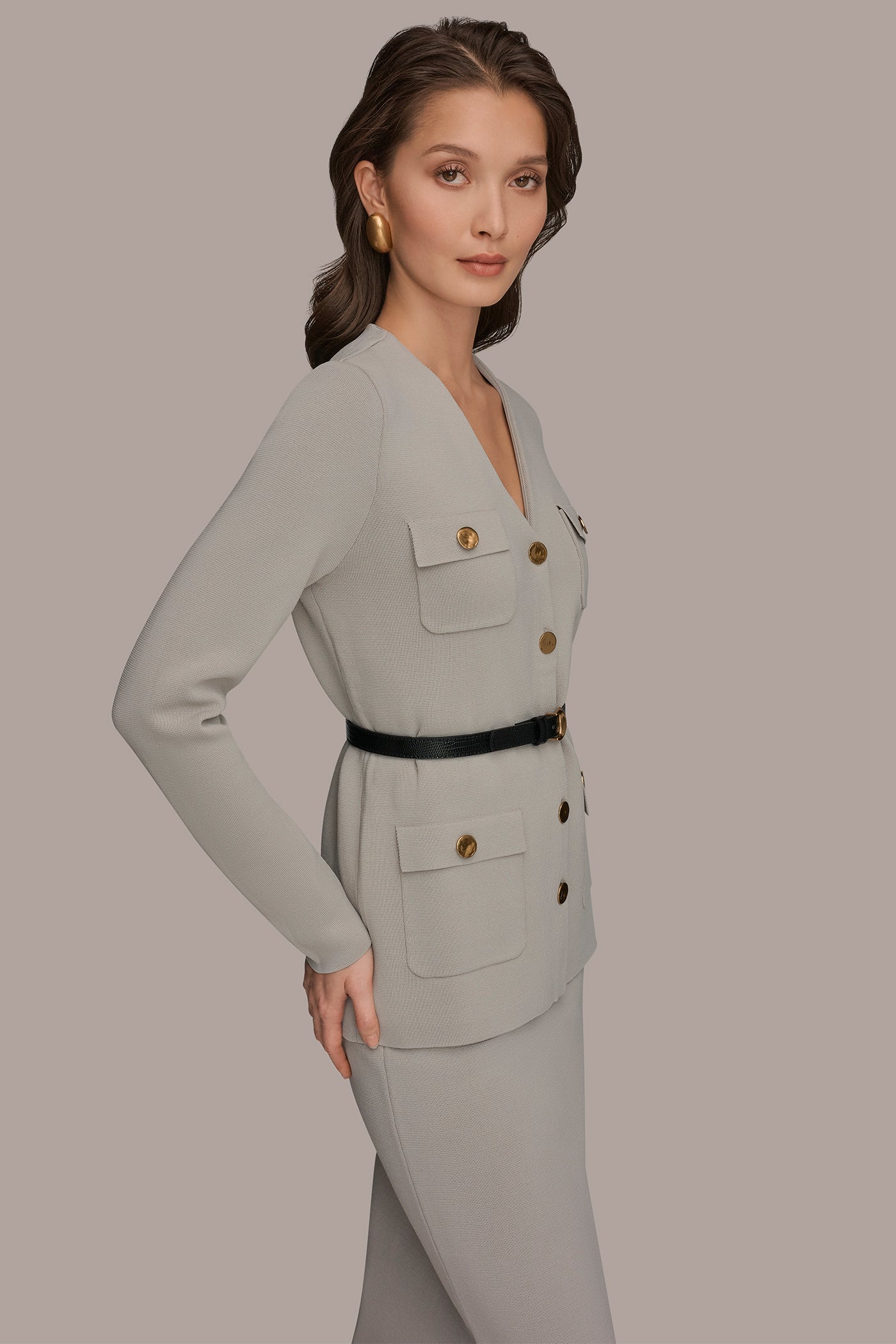 Tuscan Grey UTILITY SWEATER BLAZER Donna Karan