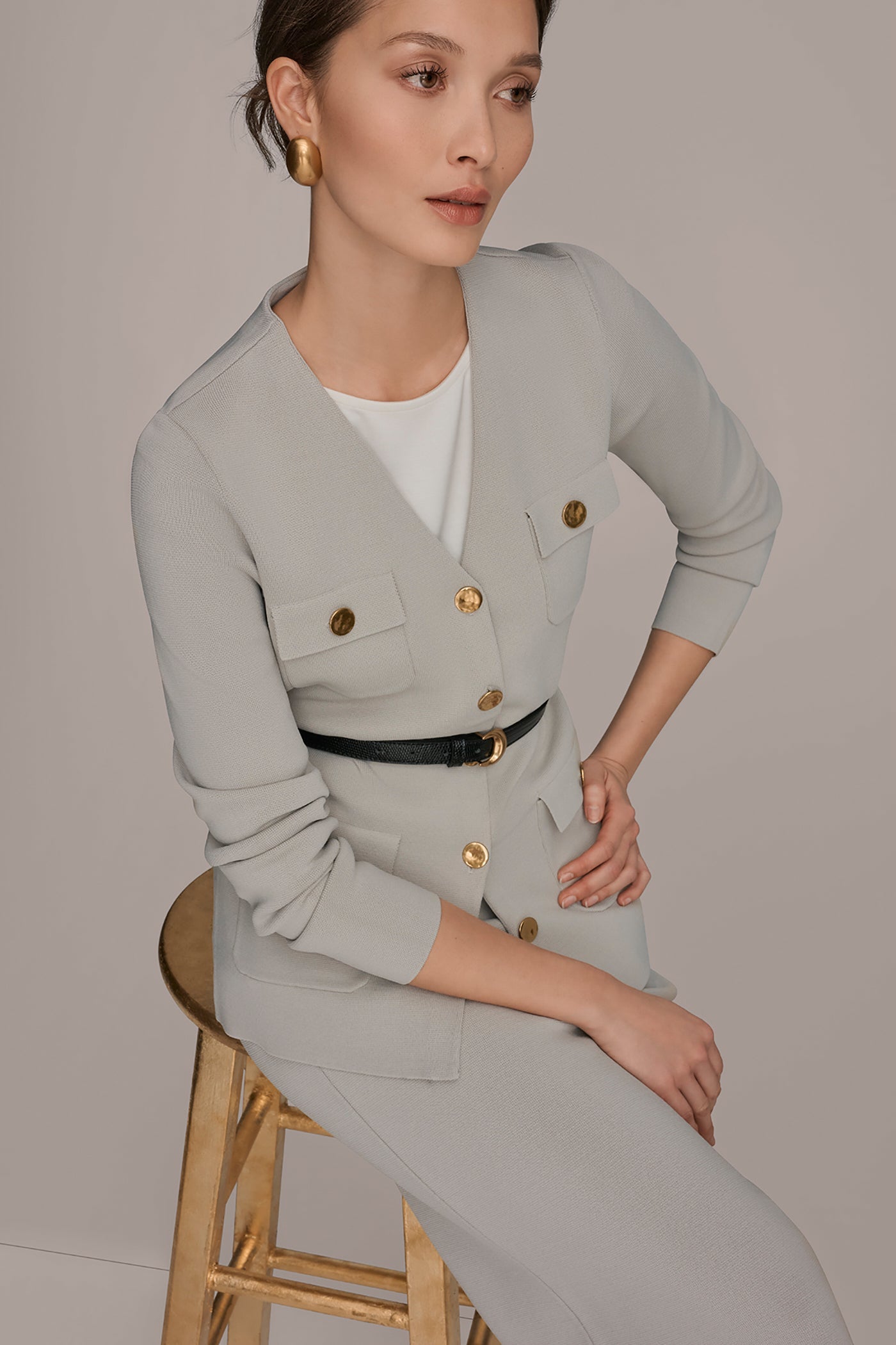 Tuscan Grey UTILITY SWEATER BLAZER Donna Karan
