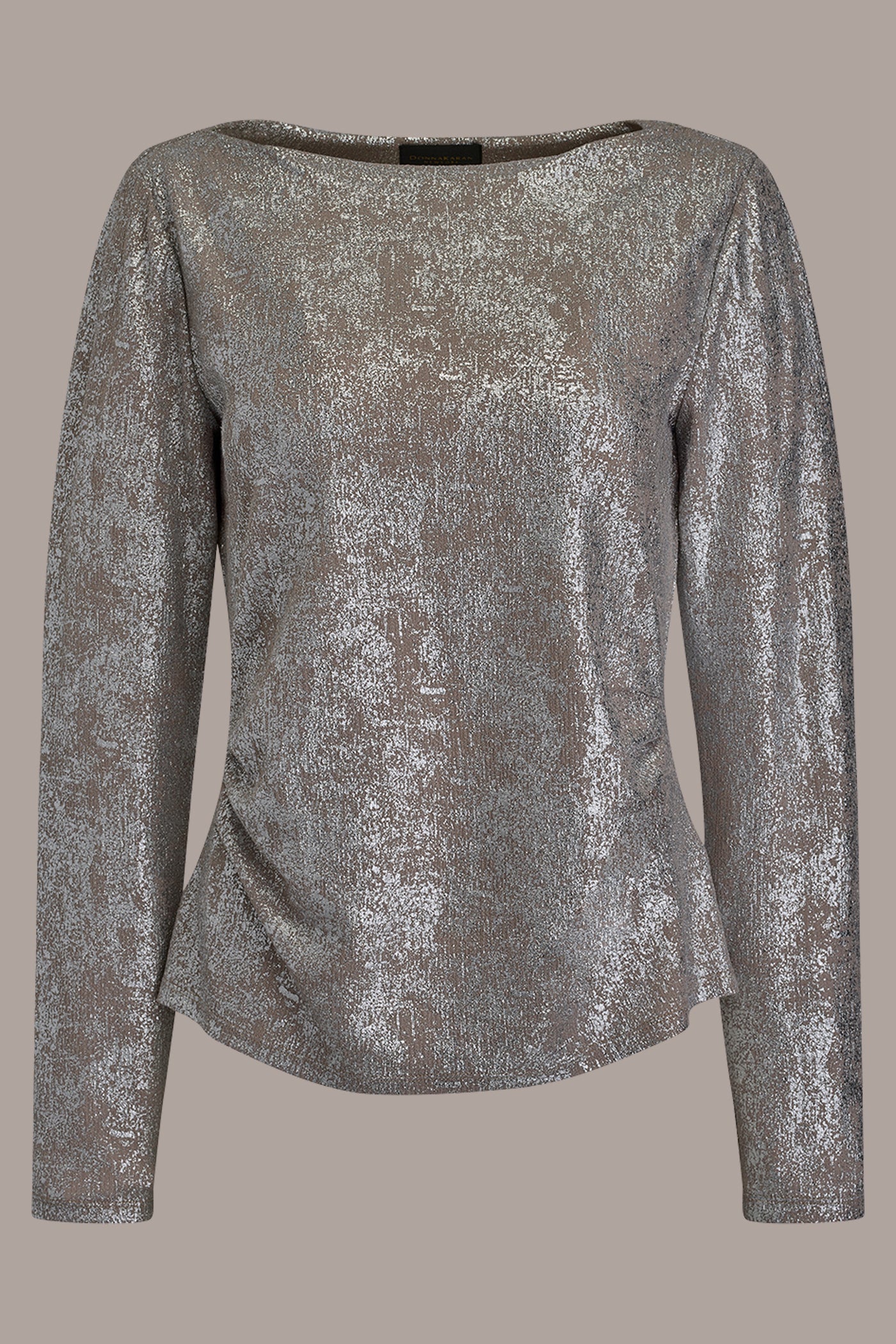 vapor/silver LONG SLEEVE FOIL TOP Donna Karan