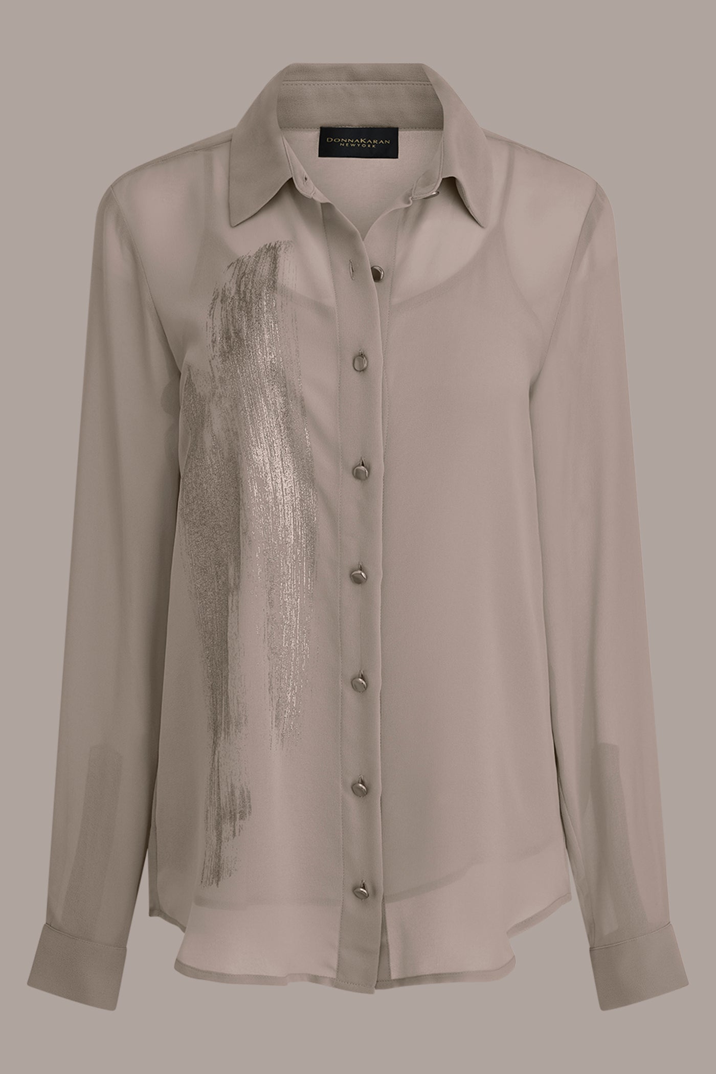 Turin/Champagne Gold METALLIC BRUSHSTROKE BLOUSE Donna Karan
