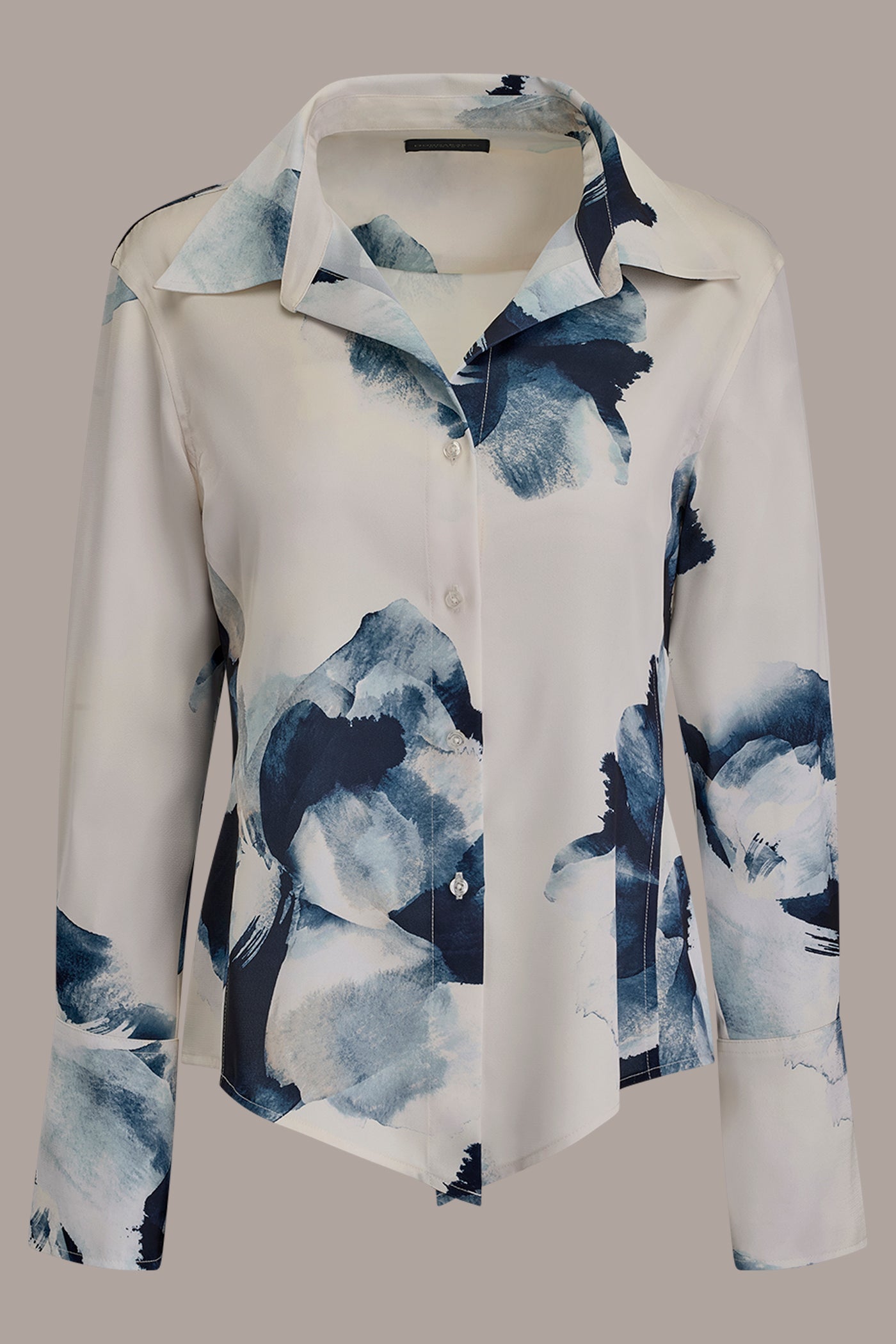 Nightfall/Sea Mist FLORAL HIGH-LOW BLOUSE Donna Karan