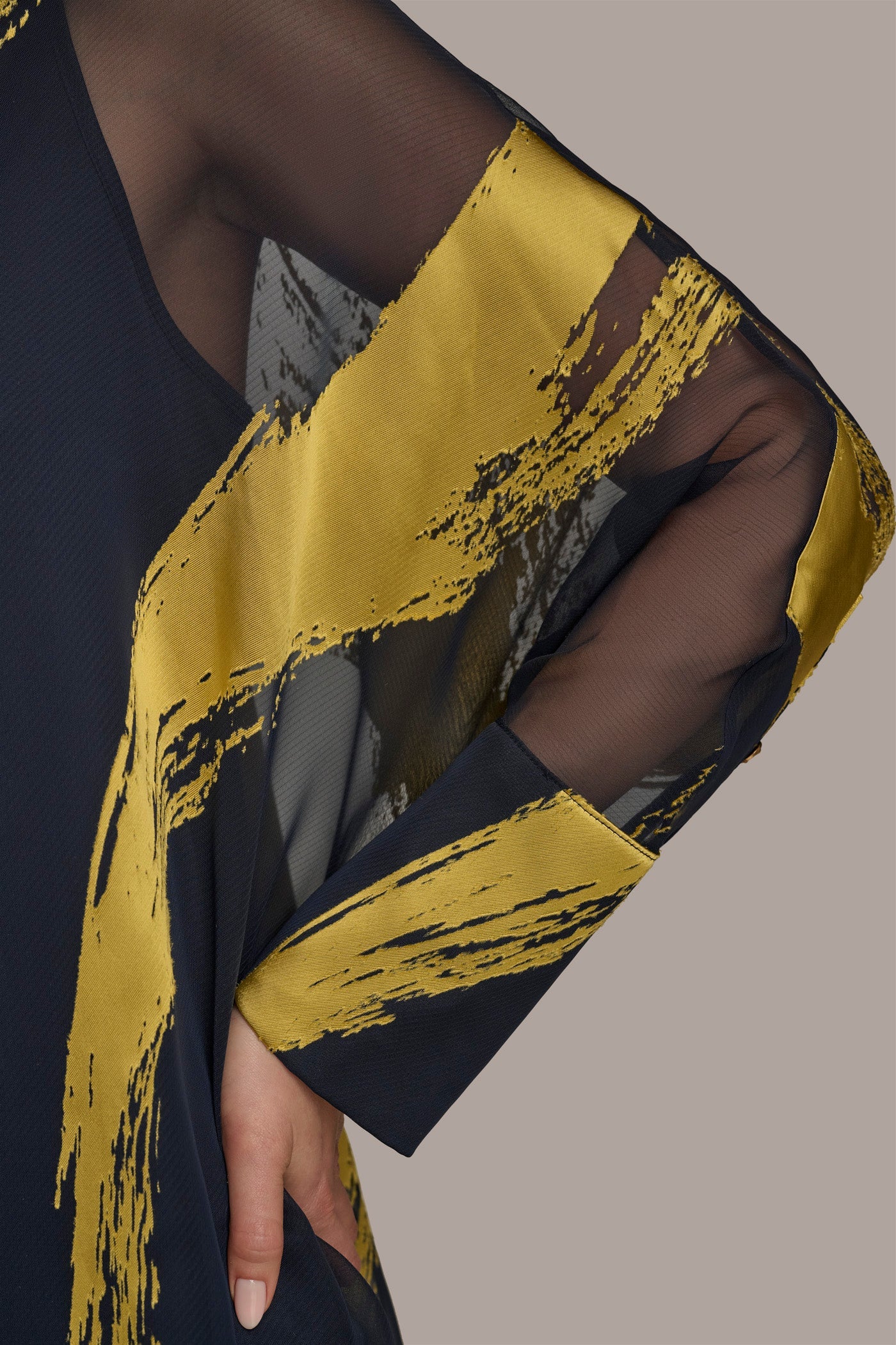 Nightfall/Gold PRINT COLLARED TUNIC Donna Karan