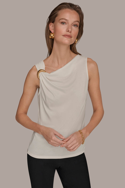 Cream ASYMMETRIC BLOUSE Donna Karan