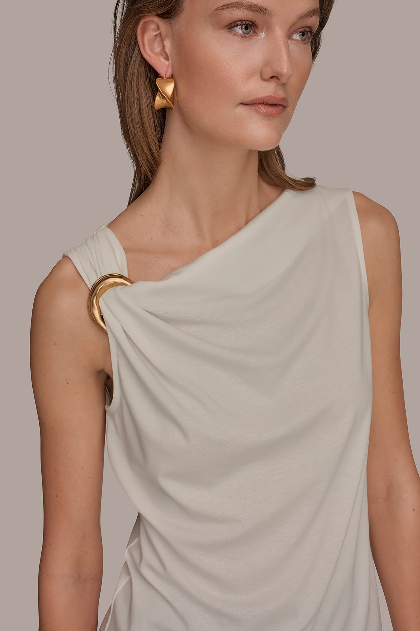 Cream ASYMMETRIC BLOUSE Donna Karan