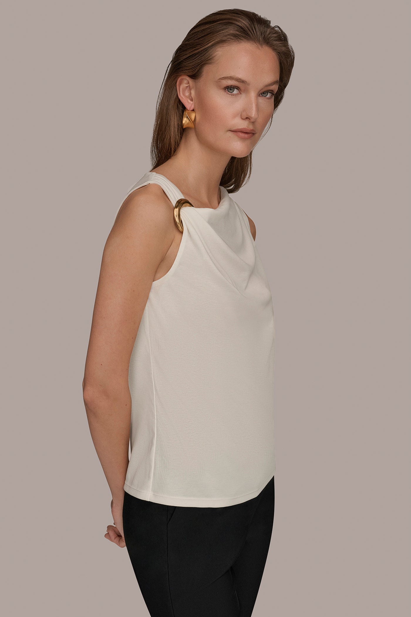 Cream ASYMMETRIC BLOUSE Donna Karan