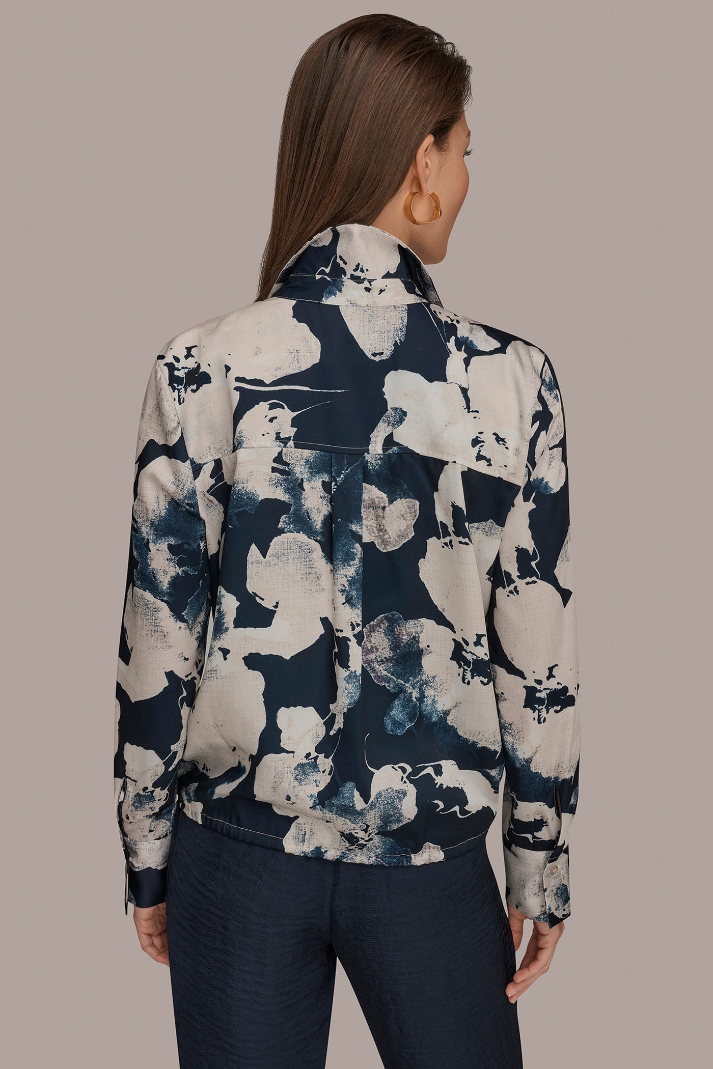 Nightfall Multi DRAWSTRING HEM BLOUSE Donna Karan