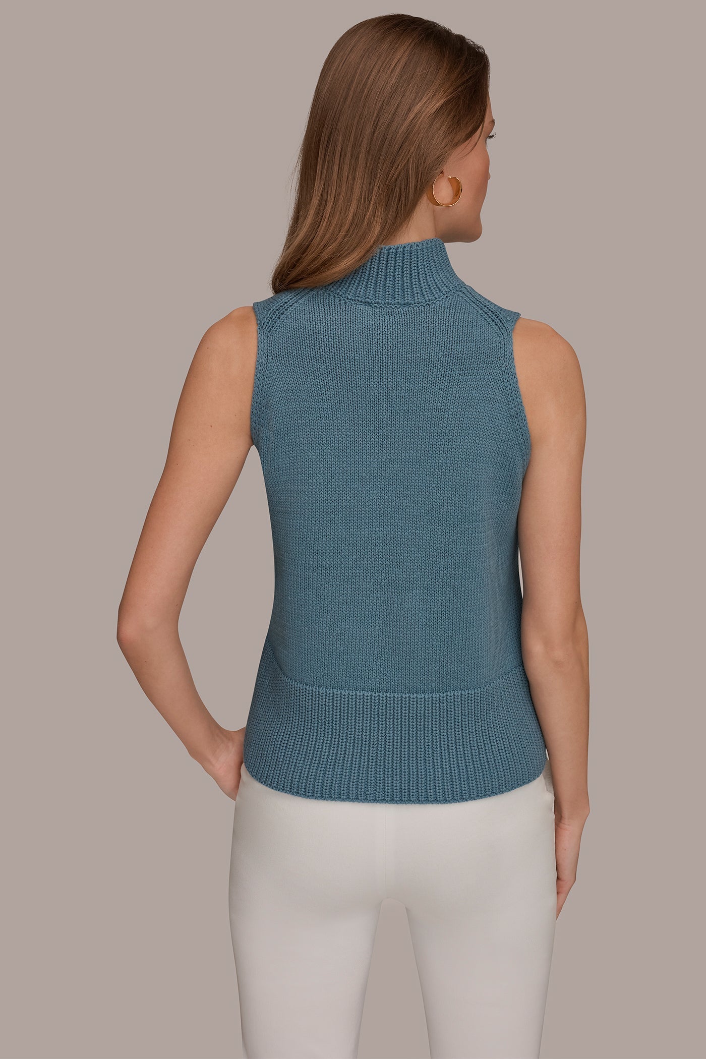 Washed Indigo SLEEVELESS A-LINE SWEATER Donna Karan