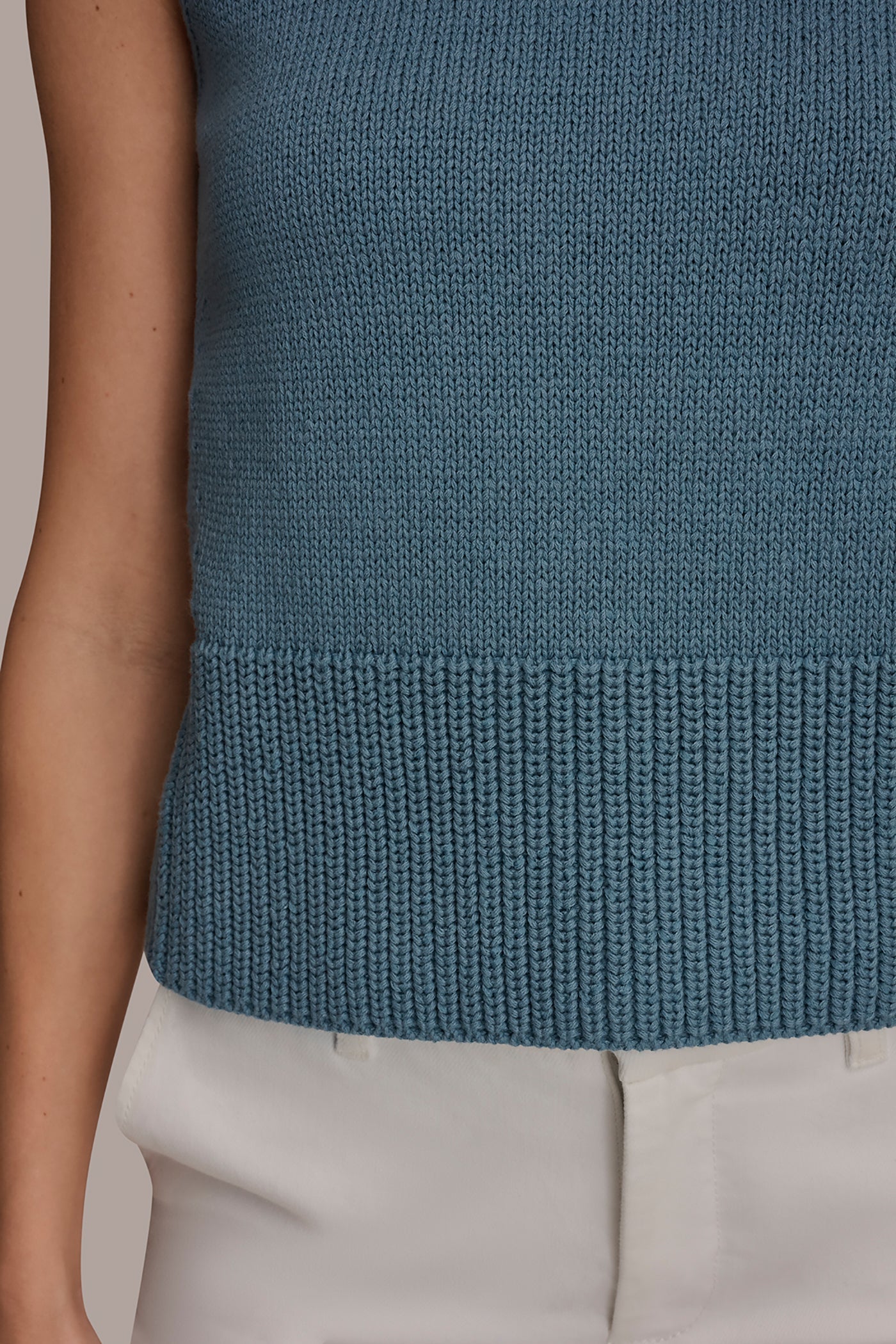 Washed Indigo SLEEVELESS A-LINE SWEATER Donna Karan