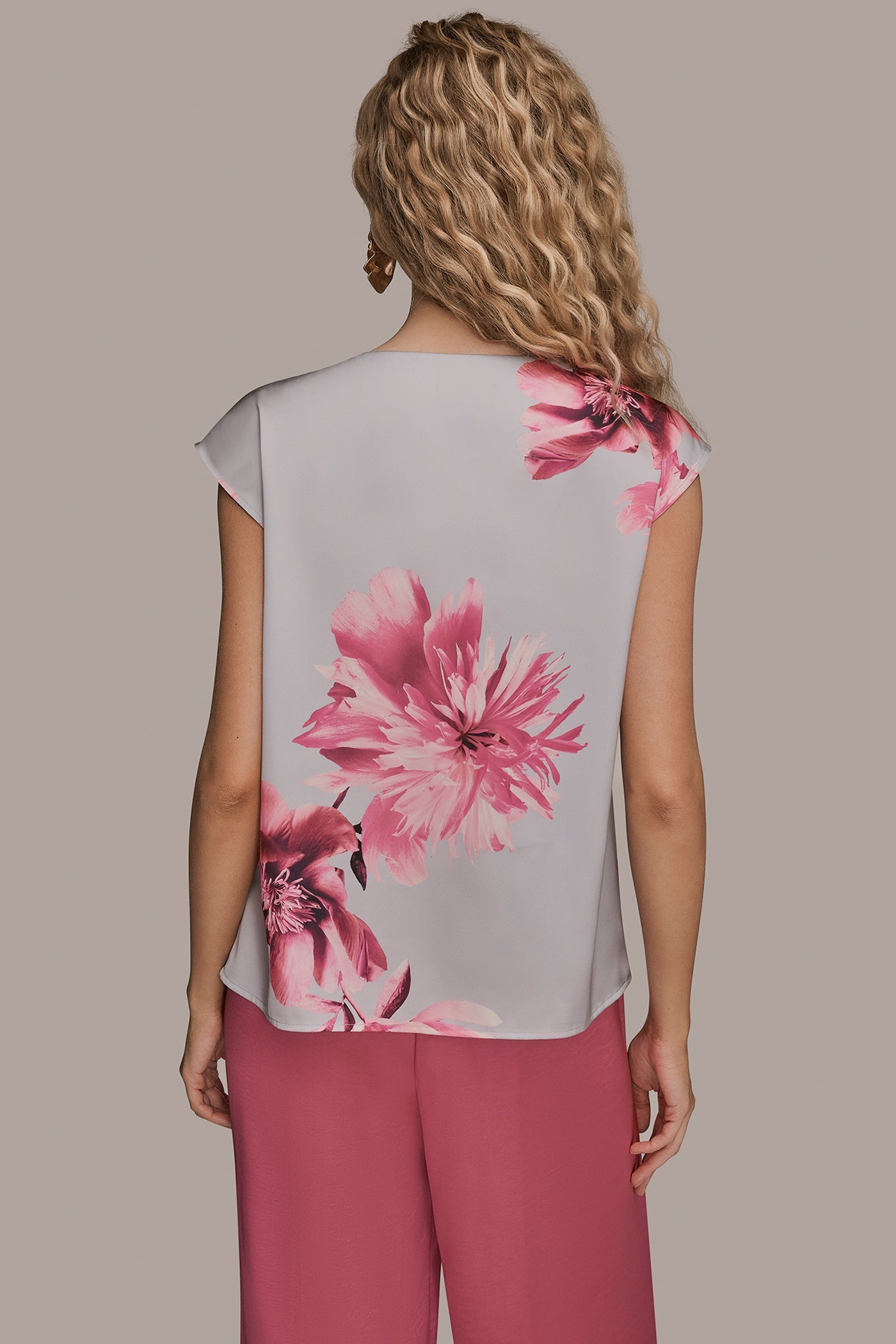 Pink Sand Multi CIRCLE KEYHOLE BLOUSE Donna Karan