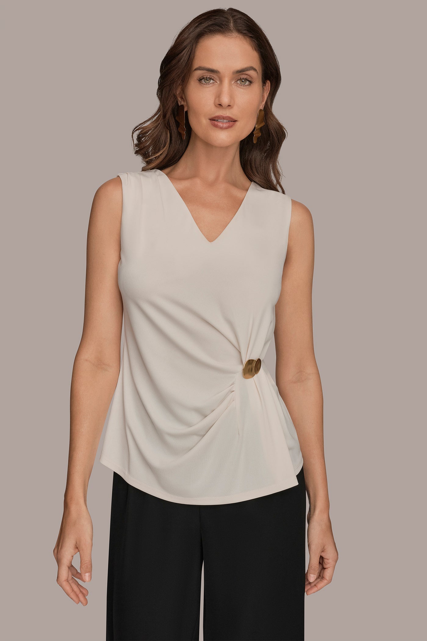 Cream V-NECK TOP Donna Karan