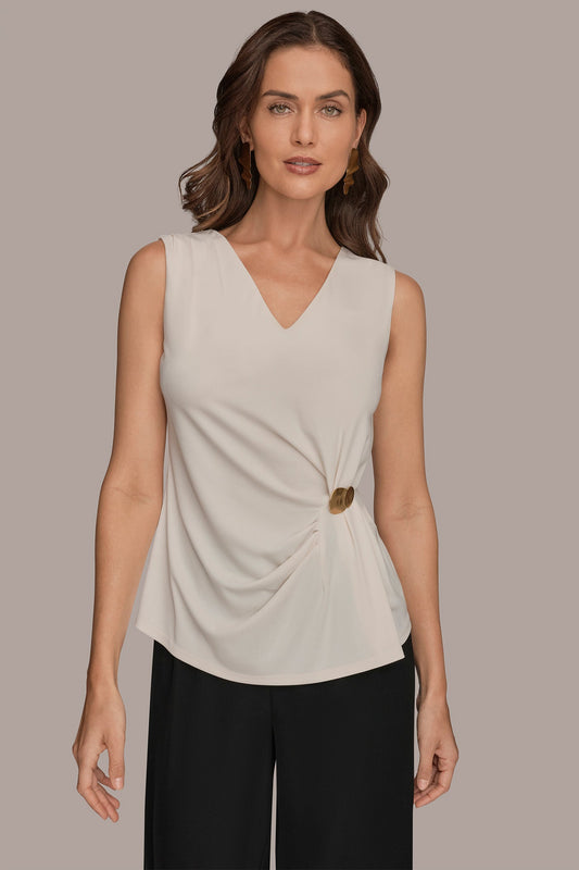 Cream V-NECK TOP Donna Karan