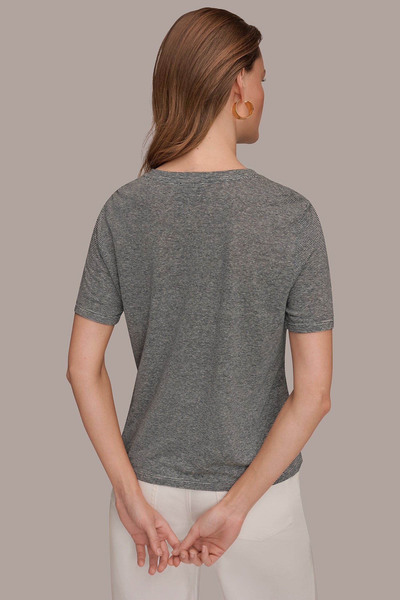 Nightfall/Cream SHORT SLEEVE TEE Donna Karan
