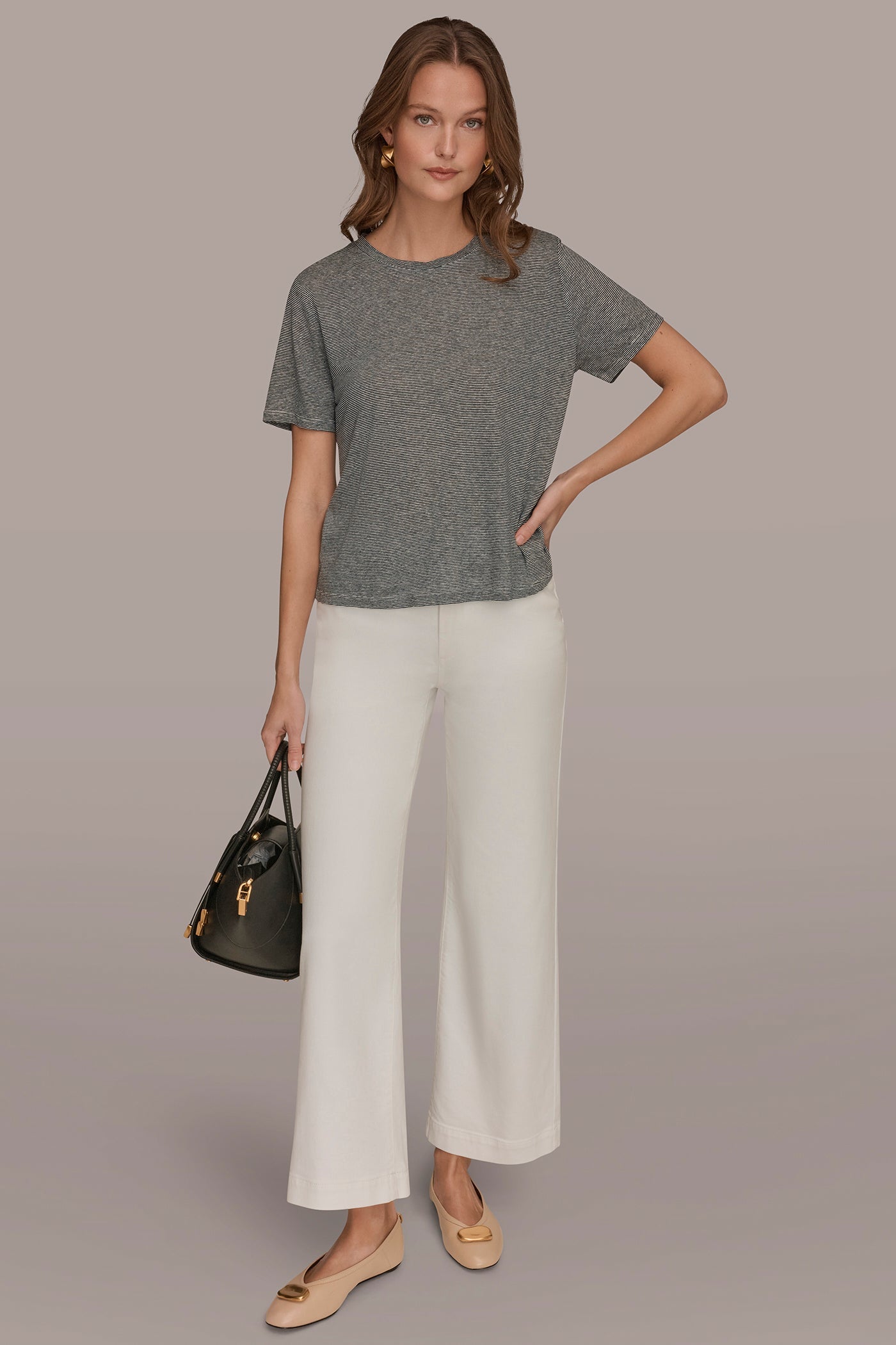 Nightfall/Cream SHORT SLEEVE TEE Donna Karan