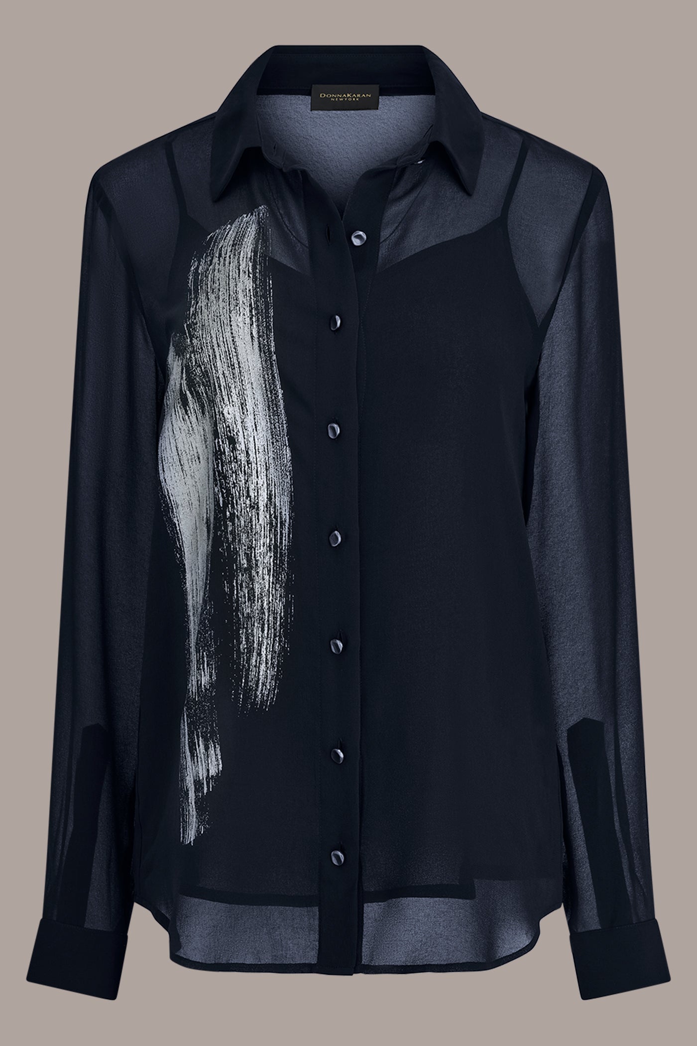 Nightfall/Gunmetal METALLIC BRUSHSTROKE BLOUSE Donna Karan