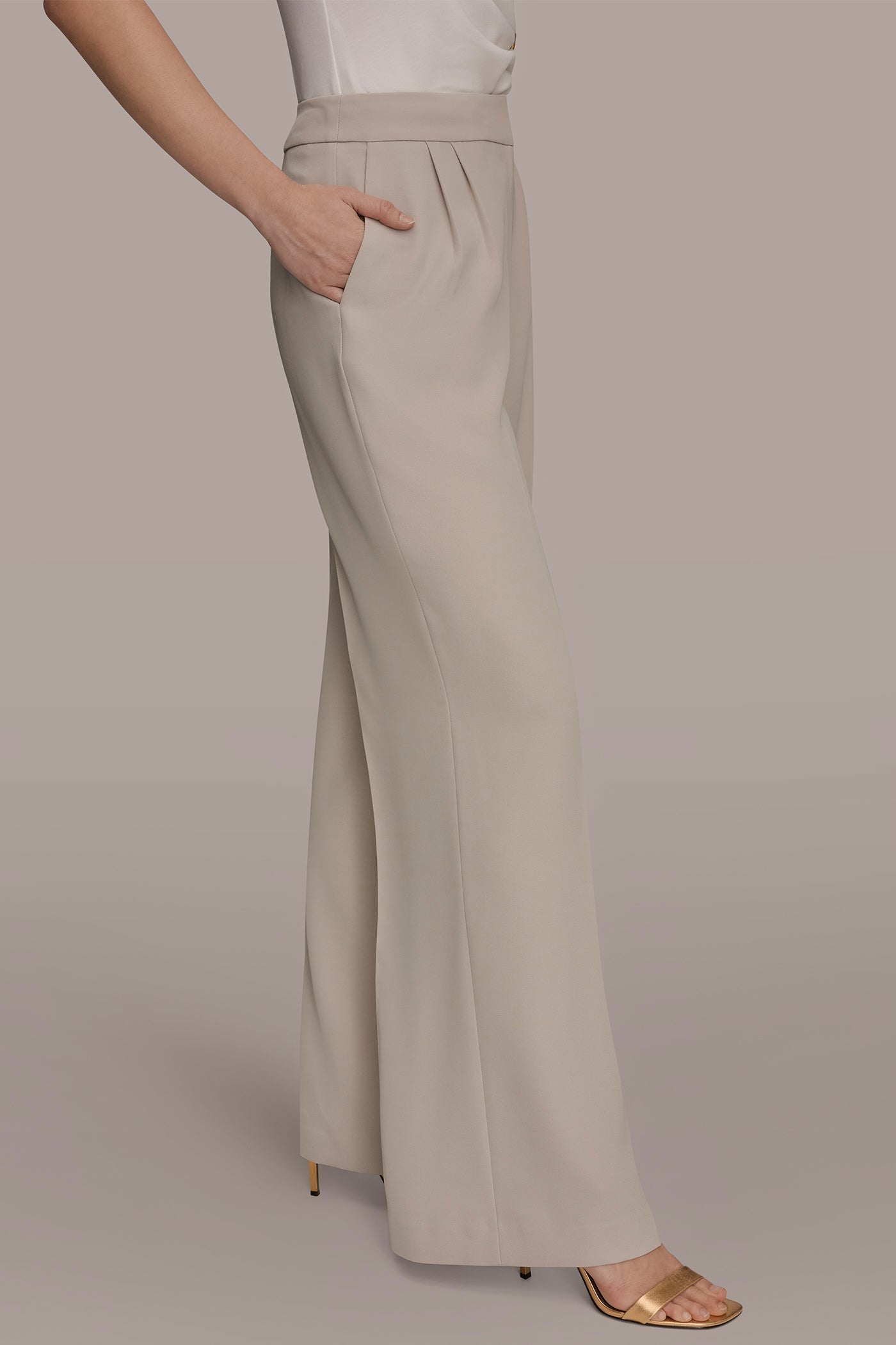 Turin MID-RISE PLEATED WIDE-LEG SUIT PANT Donna Karan