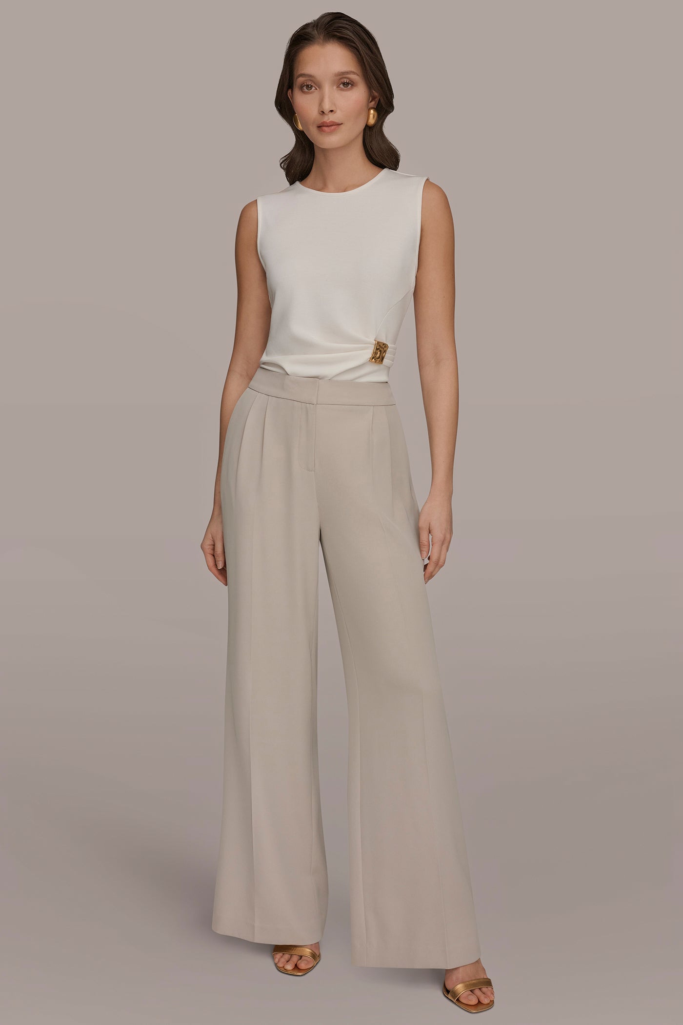 Turin MID-RISE PLEATED WIDE-LEG SUIT PANT Donna Karan