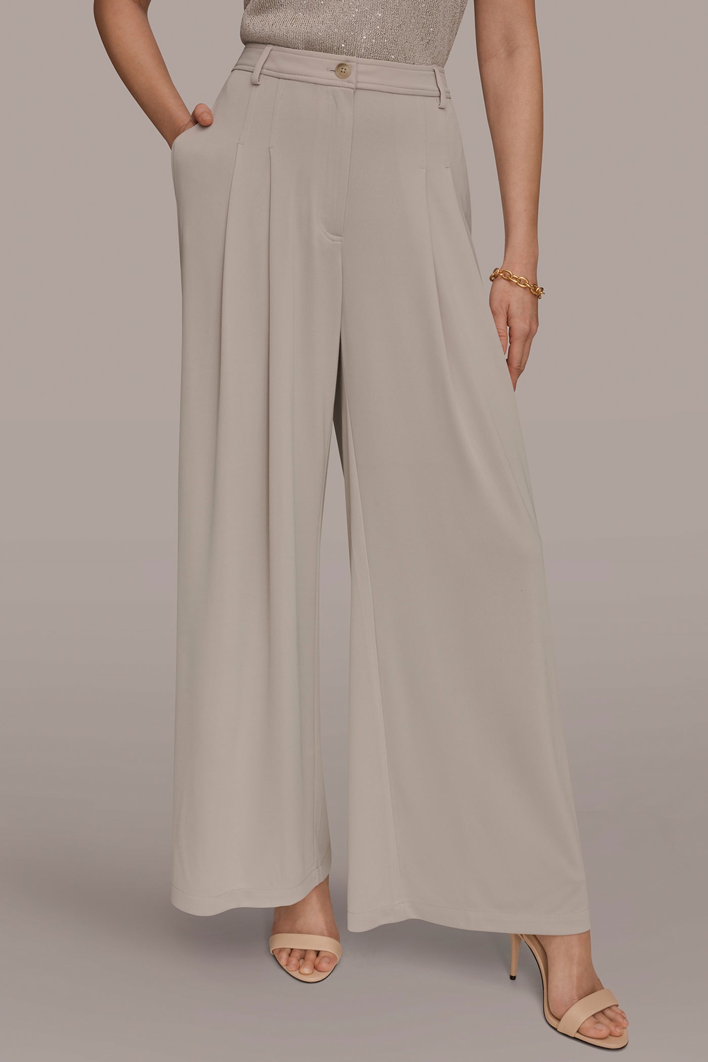 Tuscan Grey PLEATED KNIT PANT Donna Karan