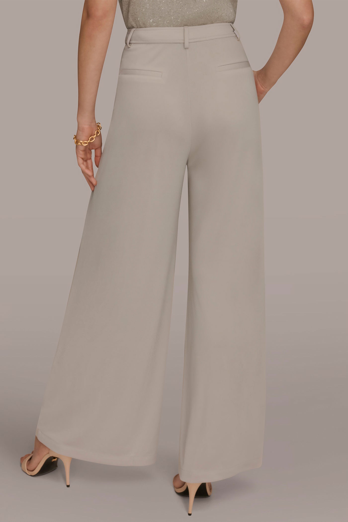 Tuscan Grey PLEATED KNIT PANT Donna Karan