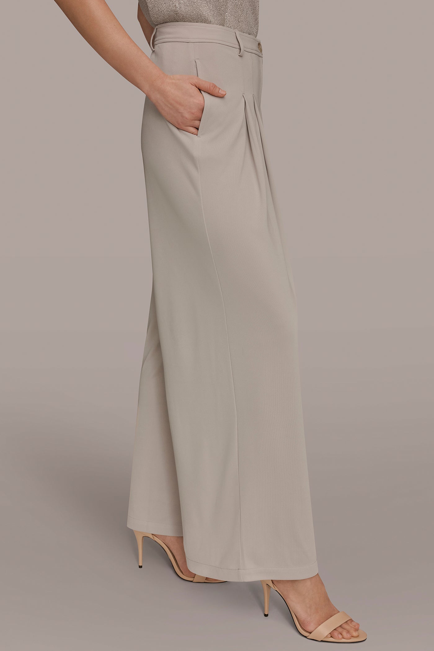 Tuscan Grey PLEATED KNIT PANT Donna Karan