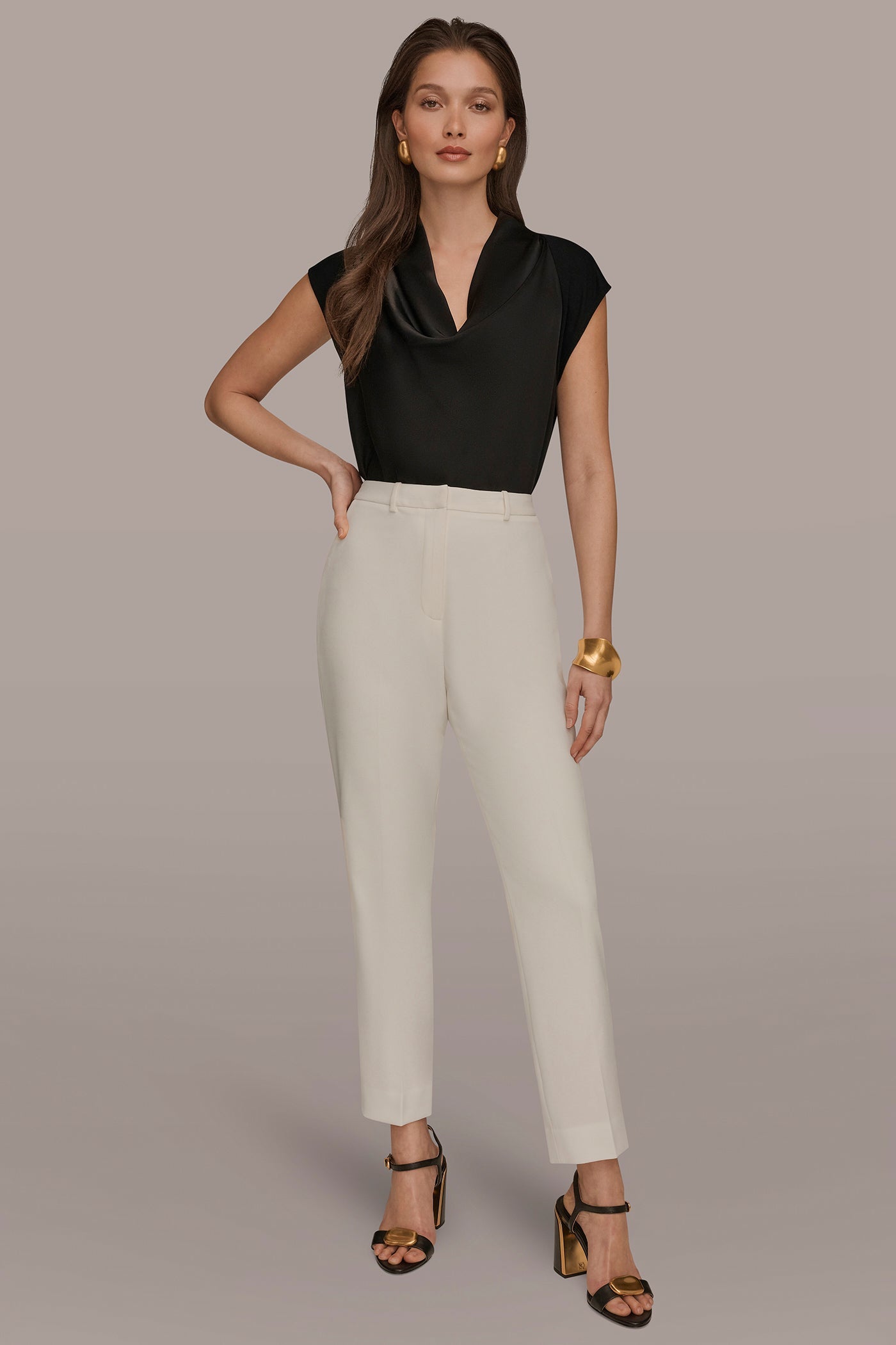 Cream SLIM LEG PANT Donna Karan