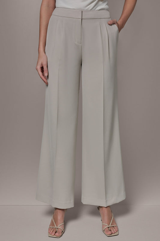 Tuscan Grey MID-RISE PLEATED WIDE-LEG SUIT PANT Donna Karan