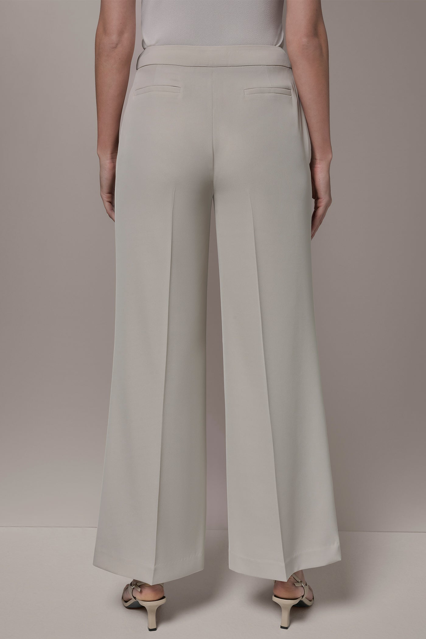 Tuscan Grey MID-RISE PLEATED WIDE-LEG SUIT PANT Donna Karan